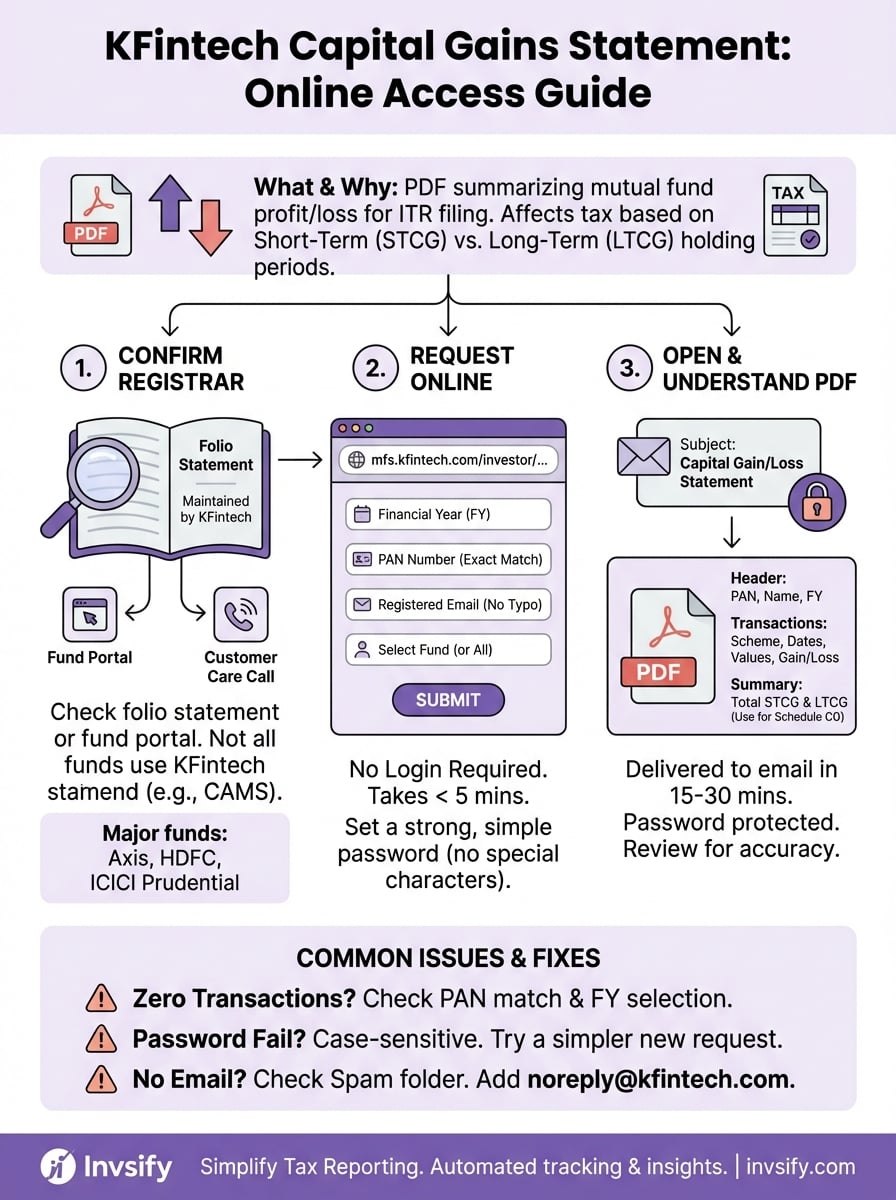 kfintech capital gains statement infographic
