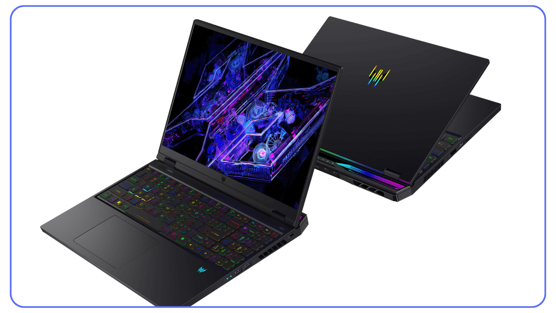 Acer Predator Helios 16 gaming laptop with RGB keyboard and futuristic visuals