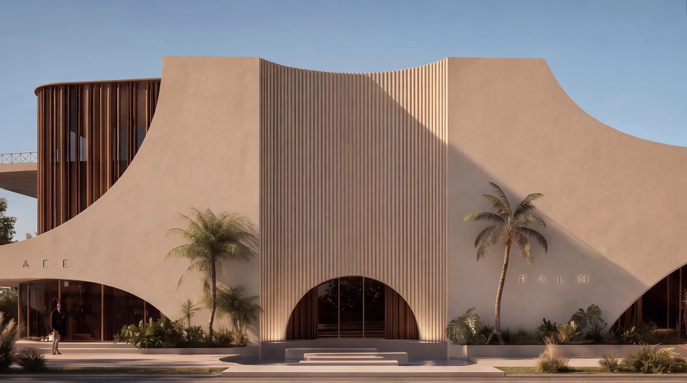 Palm Wellness, the arches, AI-generated visualization by TERAMOK