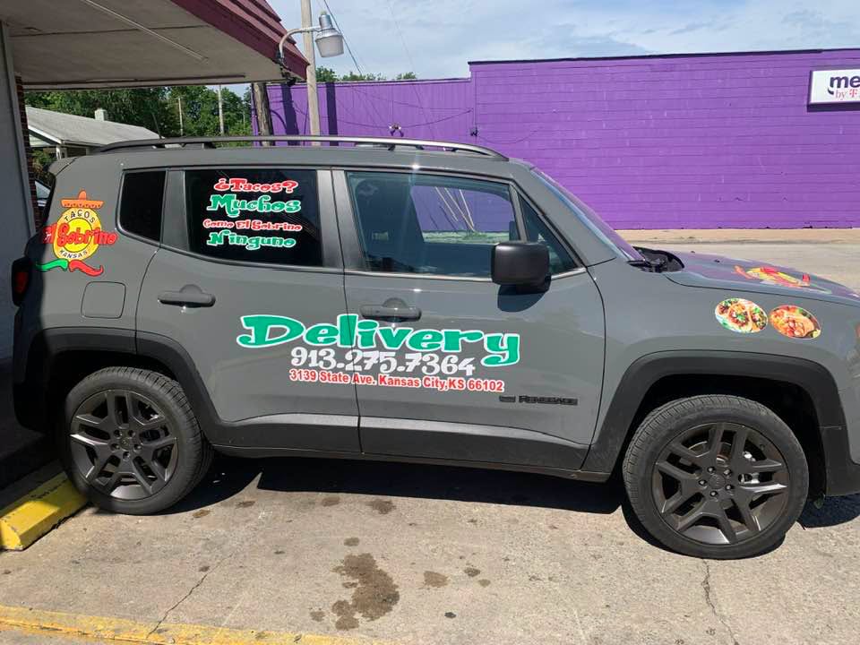 Tacos El Sobrino delivery car at the restaurant on State Ave