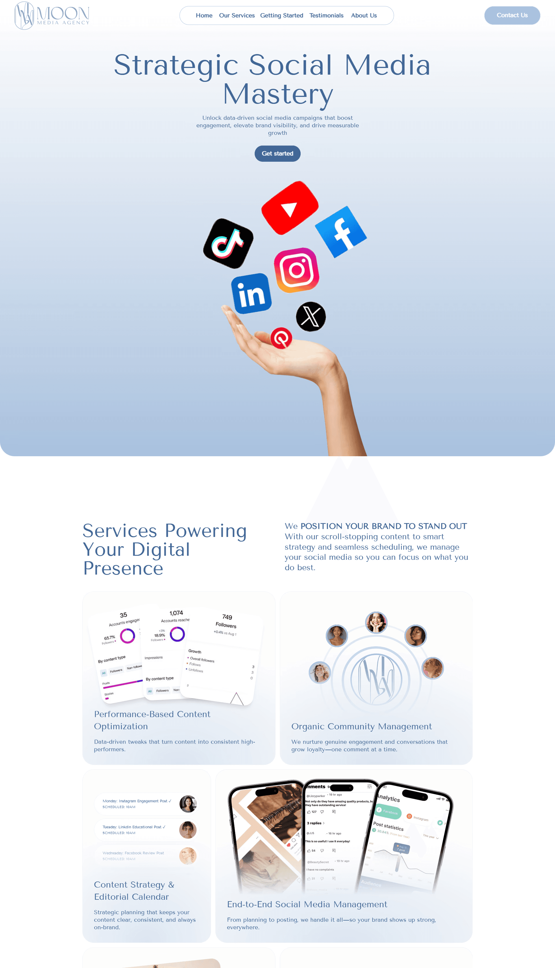 Moon Media social media agency website design — WaveLight portfolio