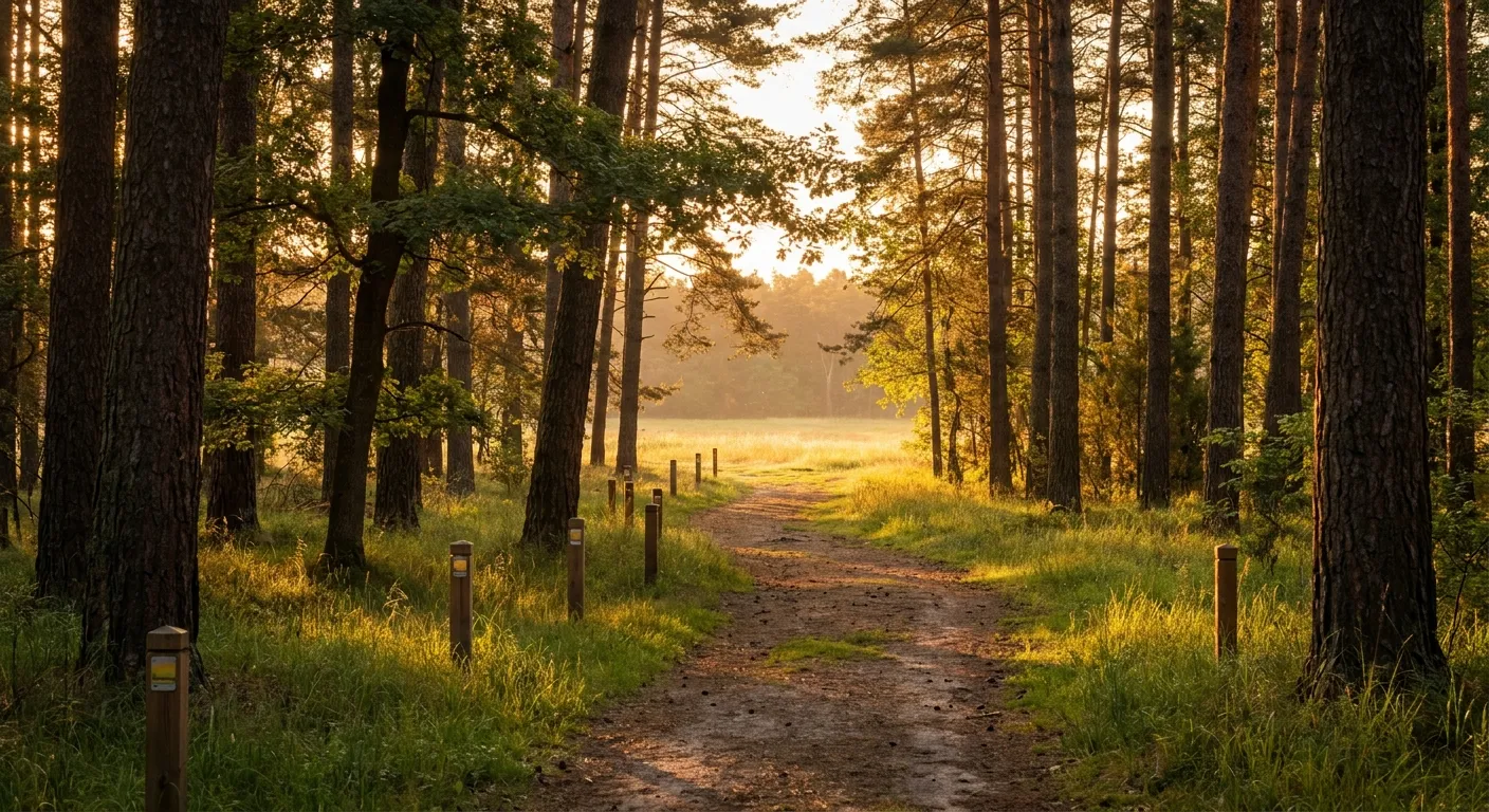 Path through sunlit forest, ideal for RockN' Socials Digital Marketing Agency.