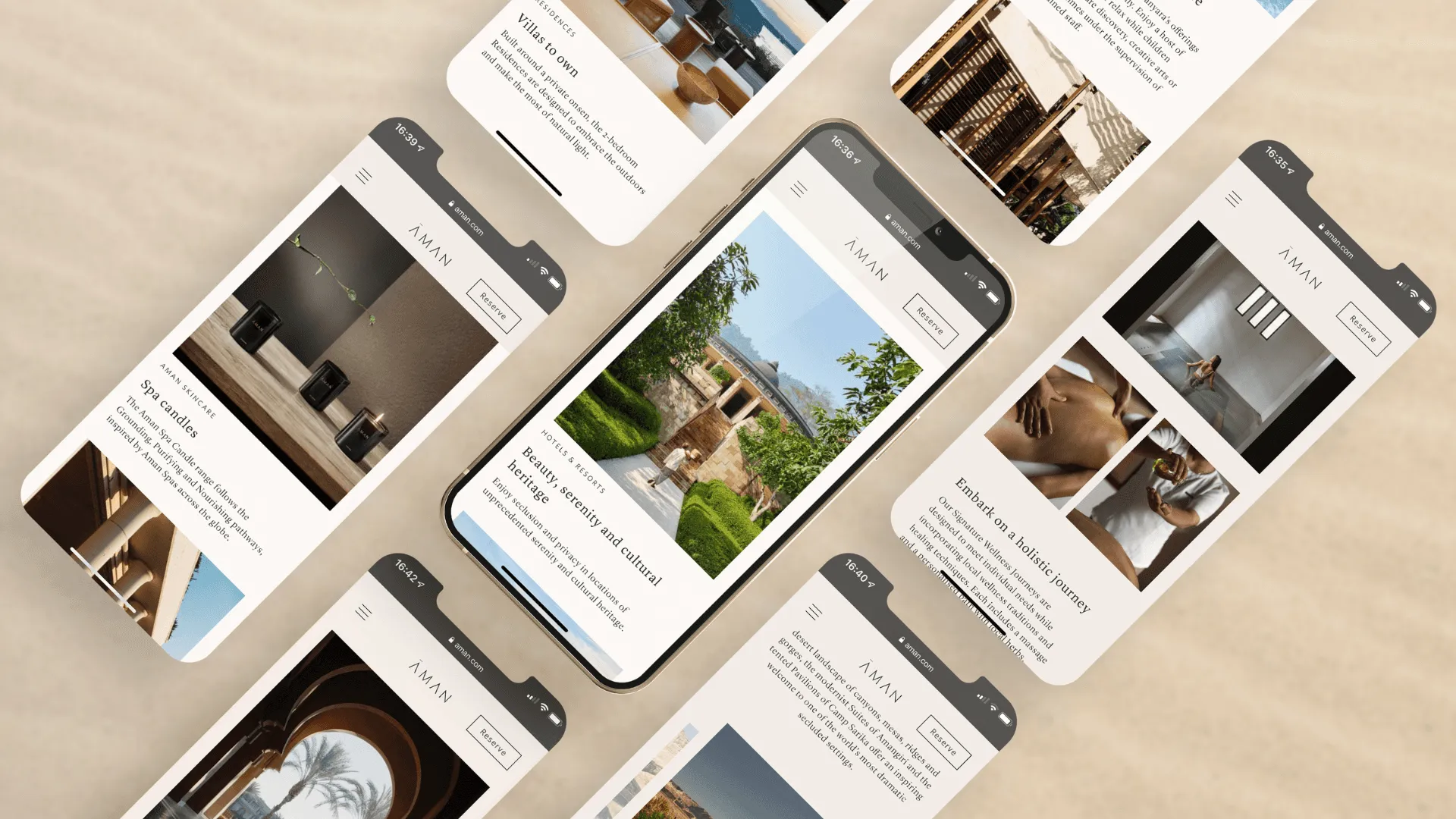 Aman resorts mobile website various views
