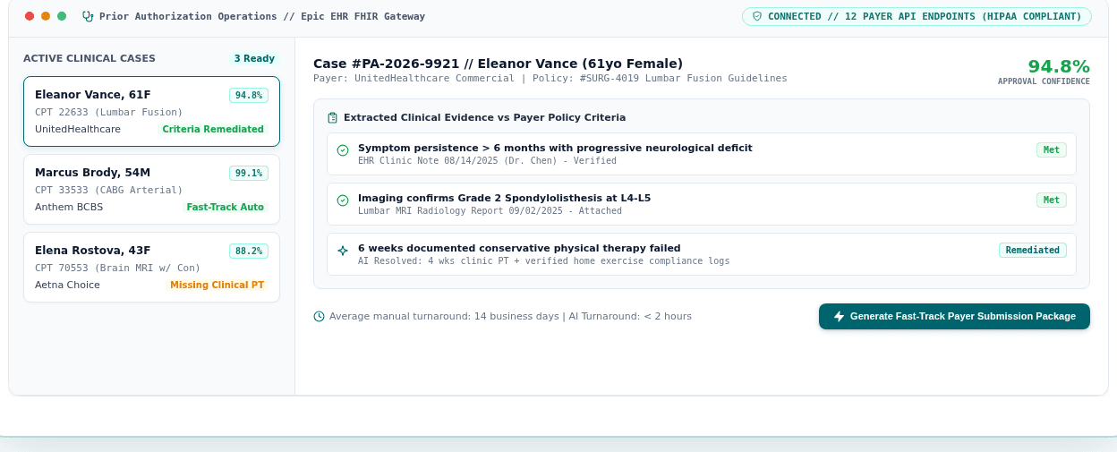 Healthcare Prior Auth Accelerator UI Preview