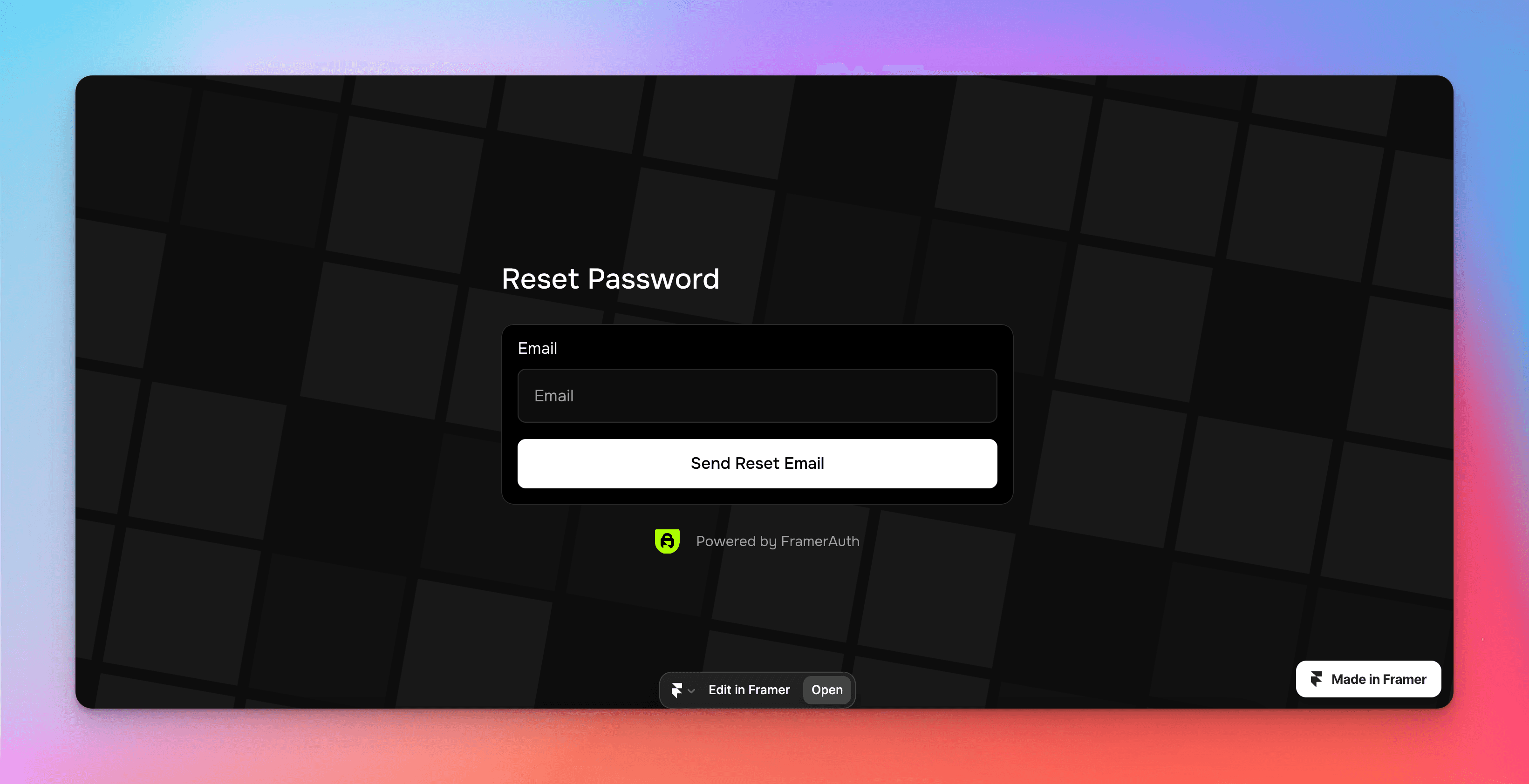 Forgot password form FramerAuth