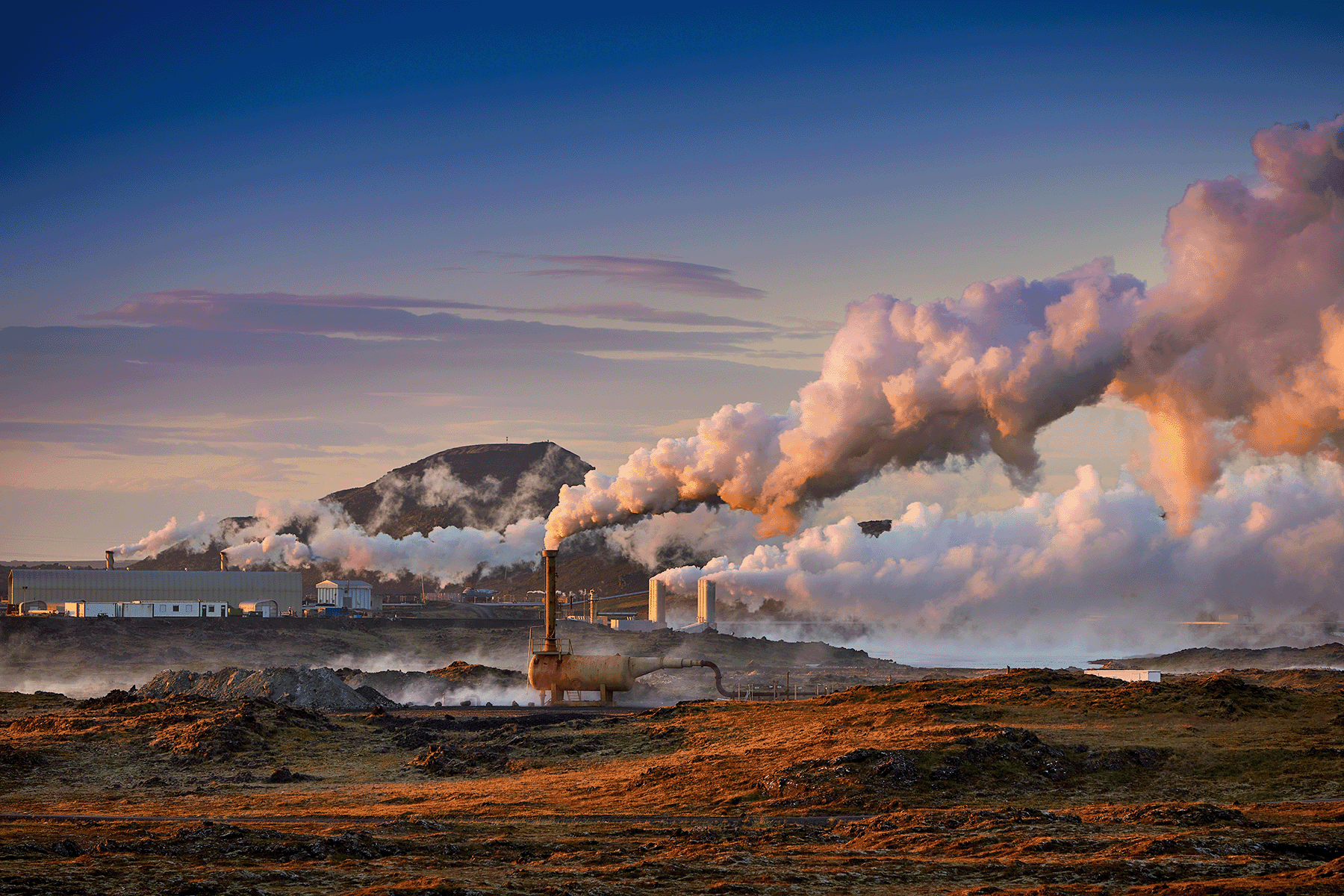 Smokestacks at a power plant