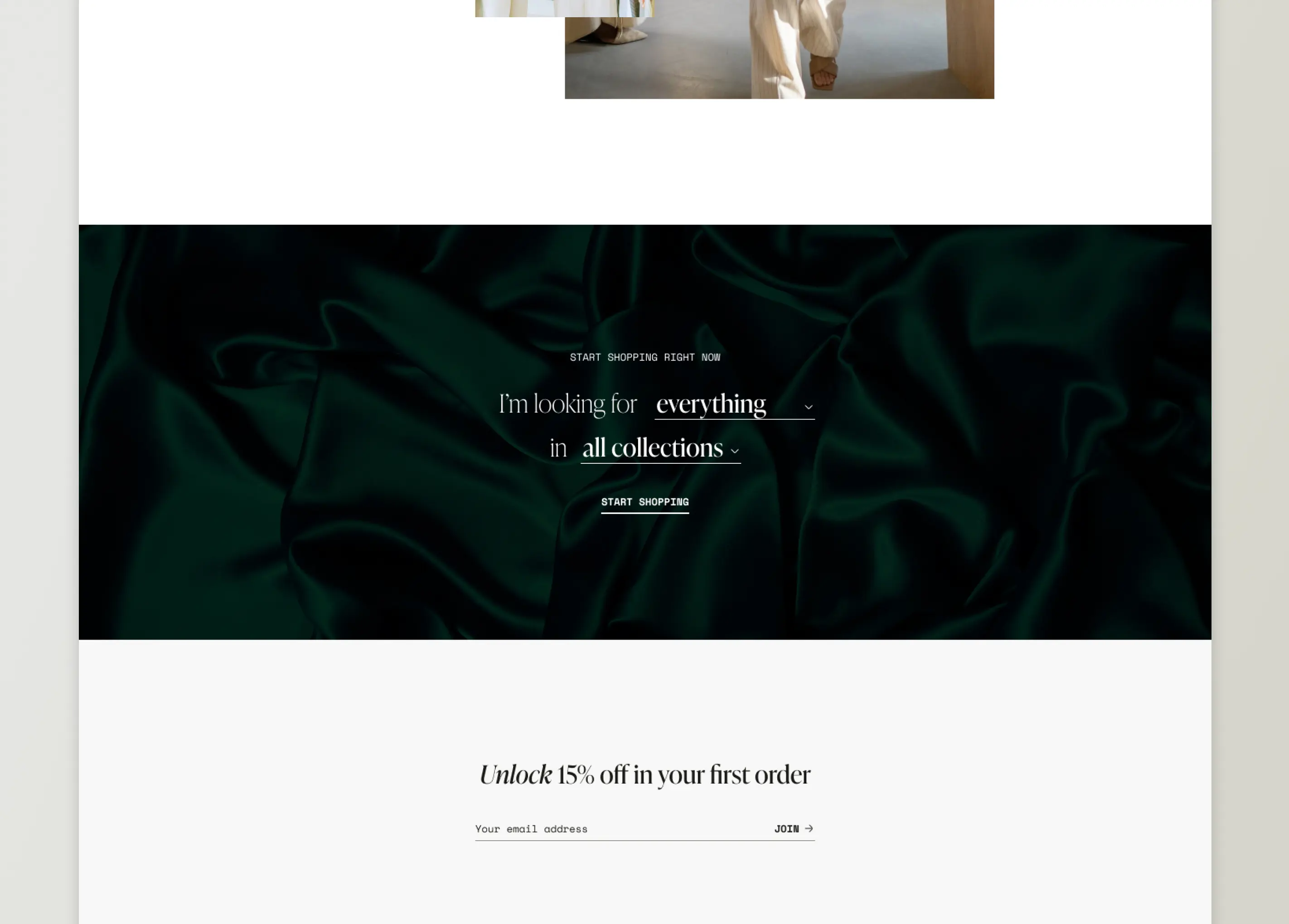 Close up of a original Search section in the Garbarini website.