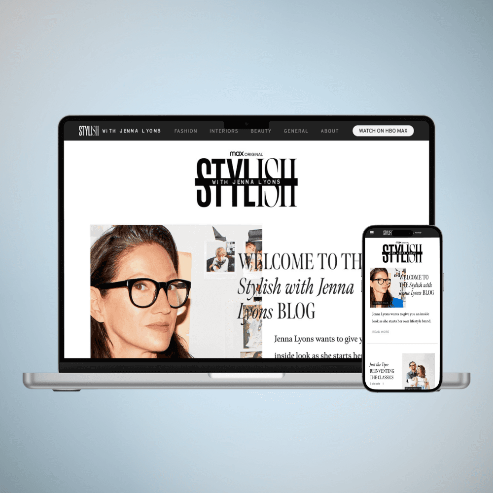 stylish with jenna lyons website on desktop and smartphone