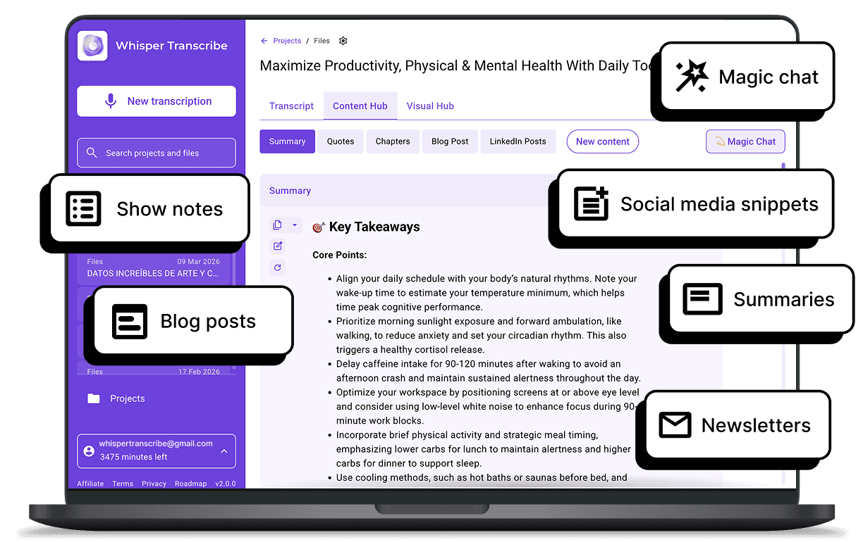 Creating content from audio or video for social media