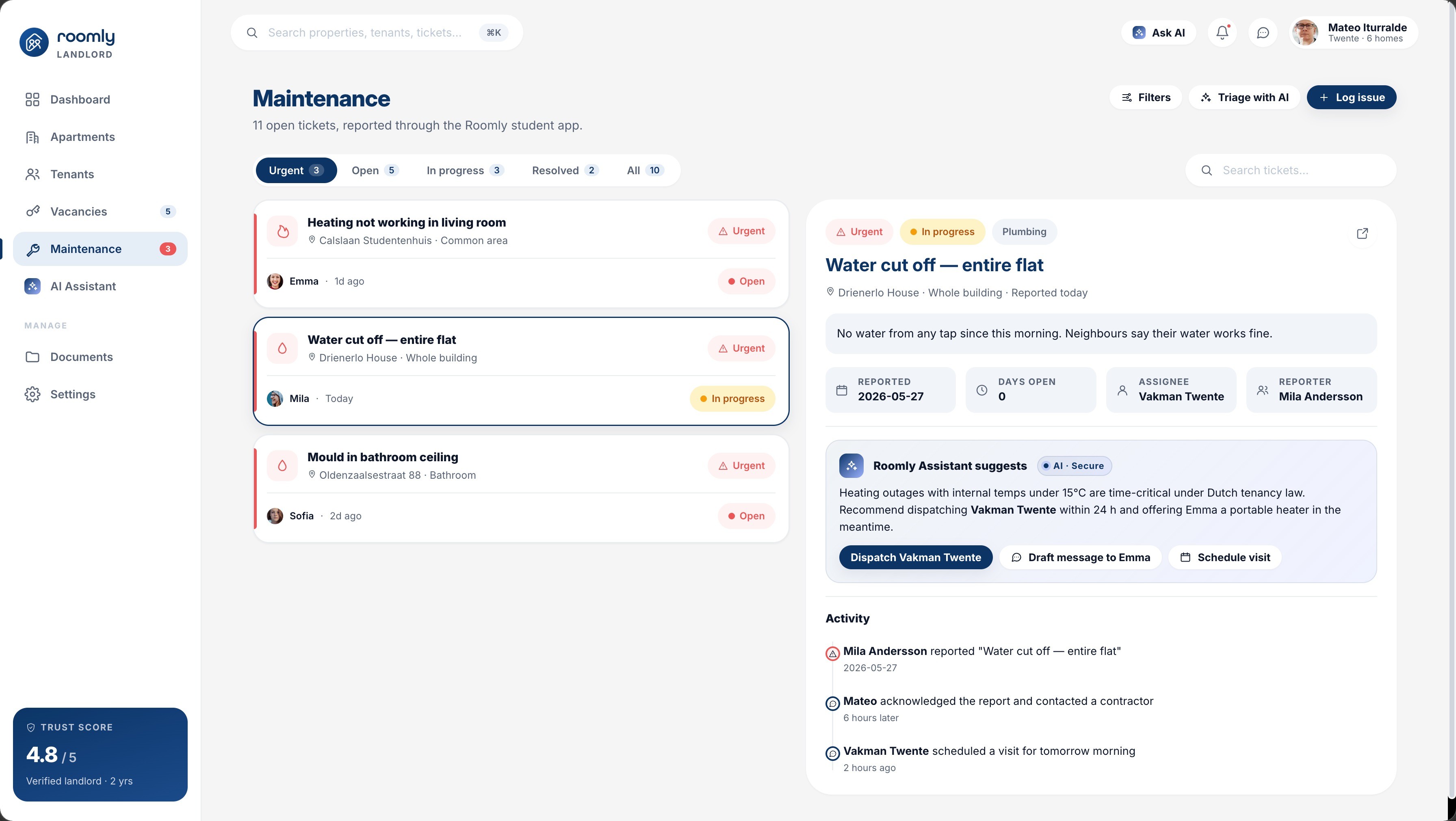 Maintenance Dashboard