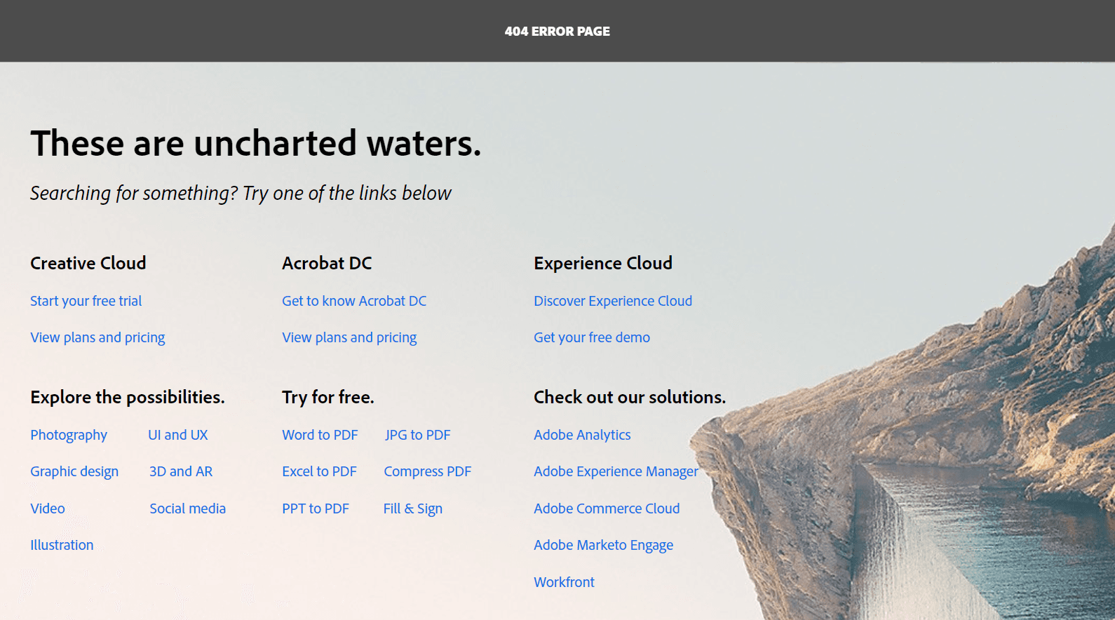 Adobe’s 404 Error Page