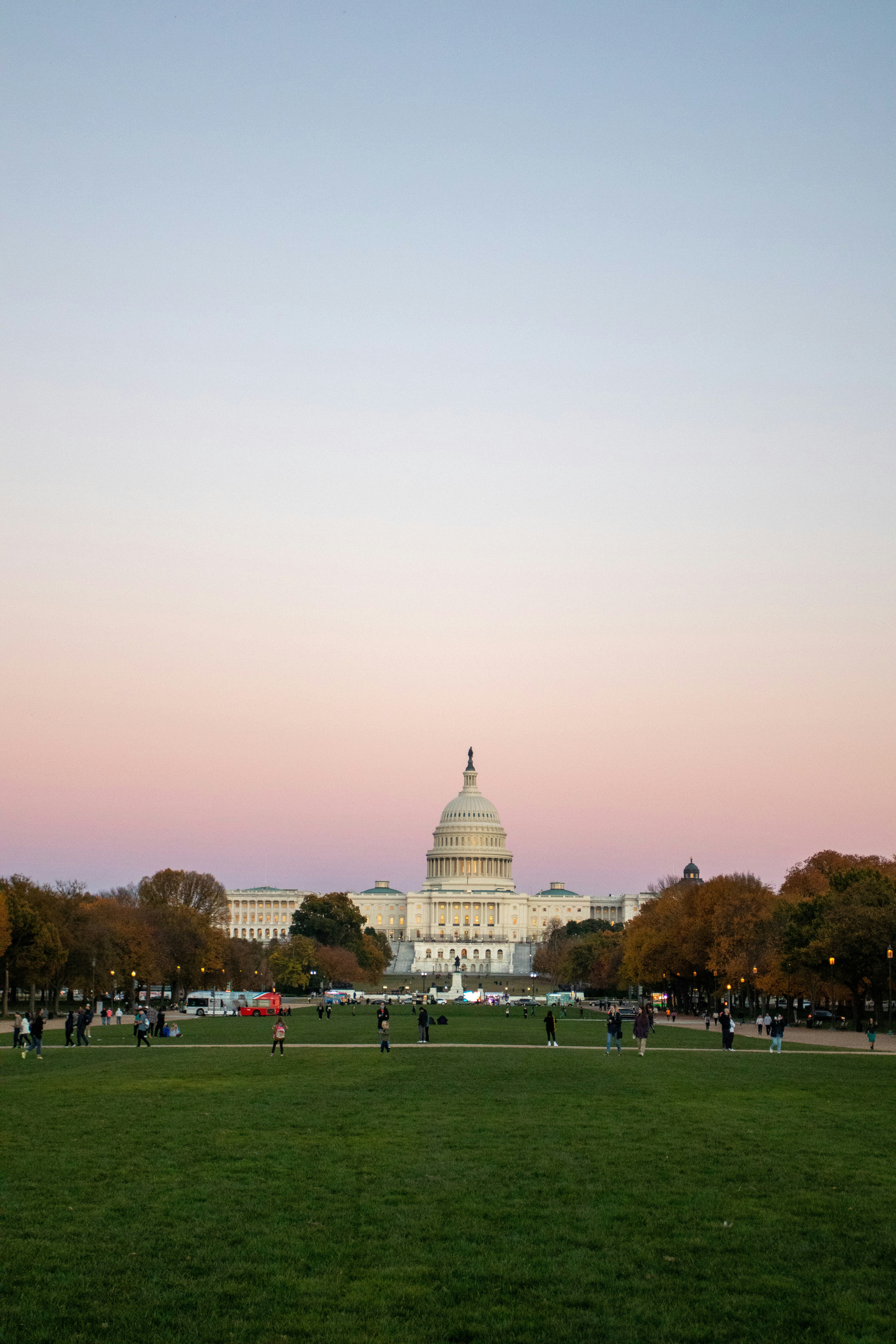 A view of the capitol building from across the lawn