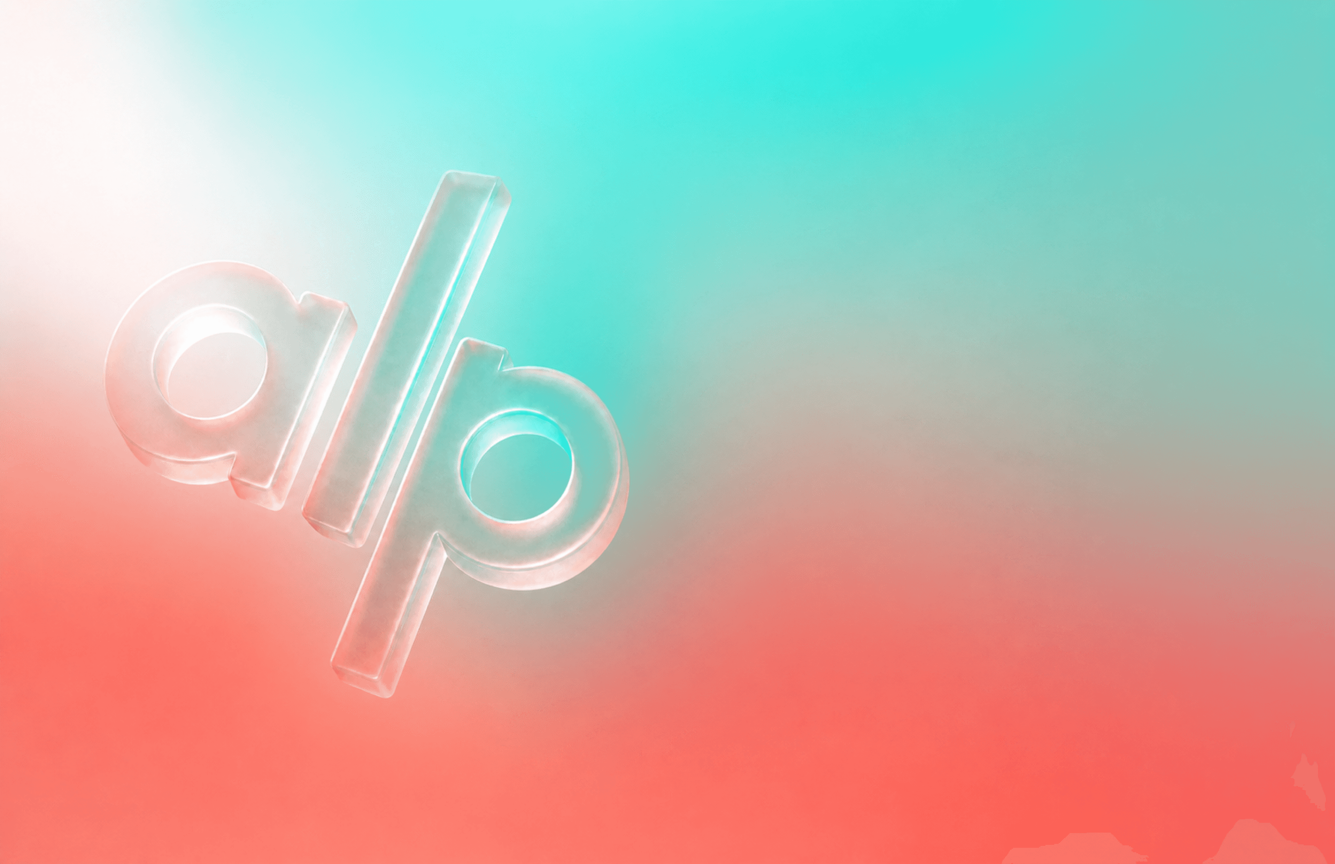 Abstract translucent alloop mark in cyan and coral light