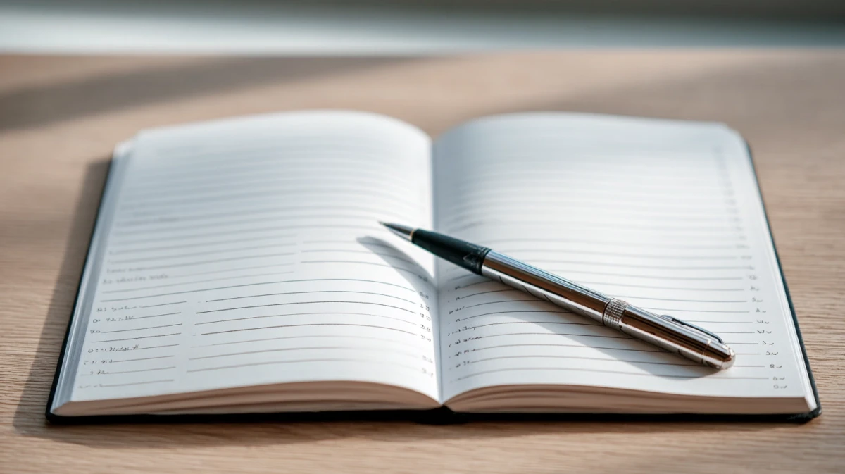 Open journal with structured prompts on page