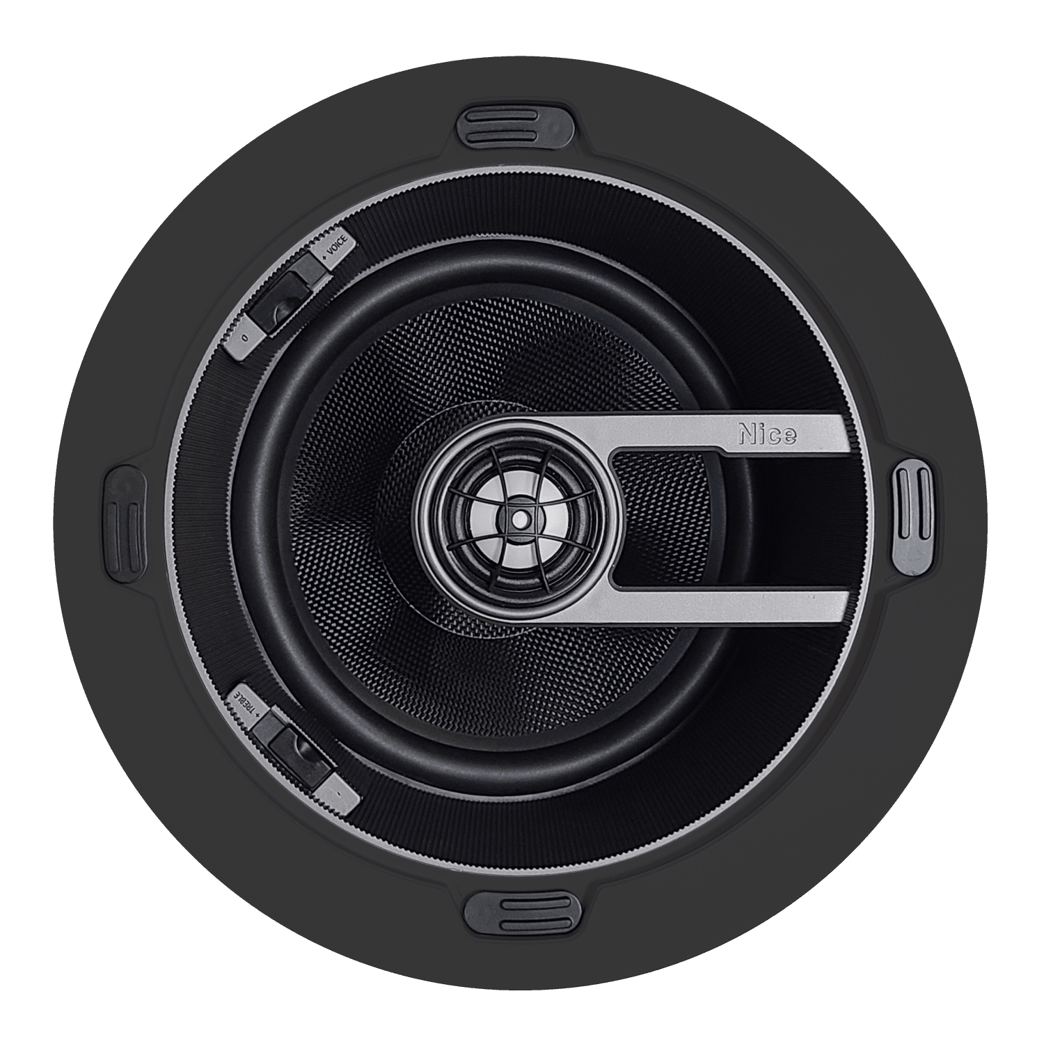 In-ceiling speaker with "Nice" logo