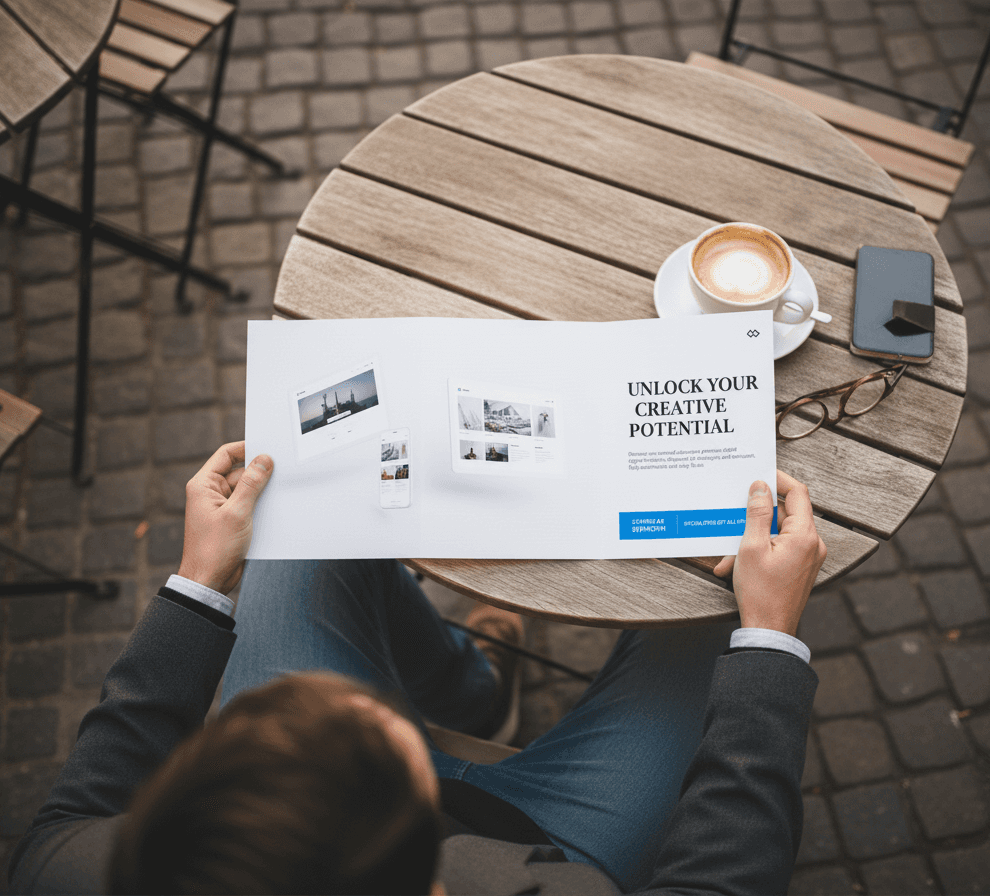 a person holding the brochure open