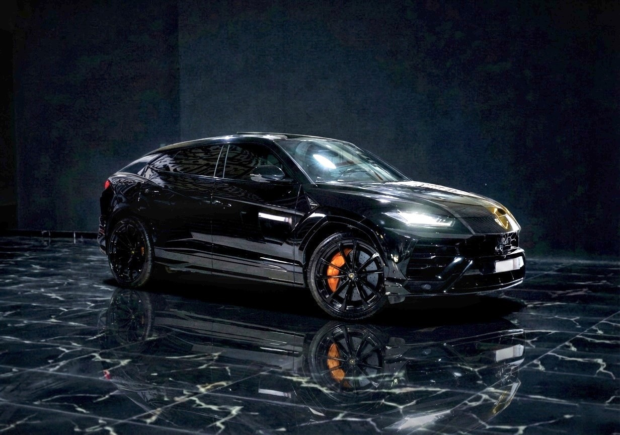 Black Lamborghini Urus 2024 luxury SUV available for rent in Dubai