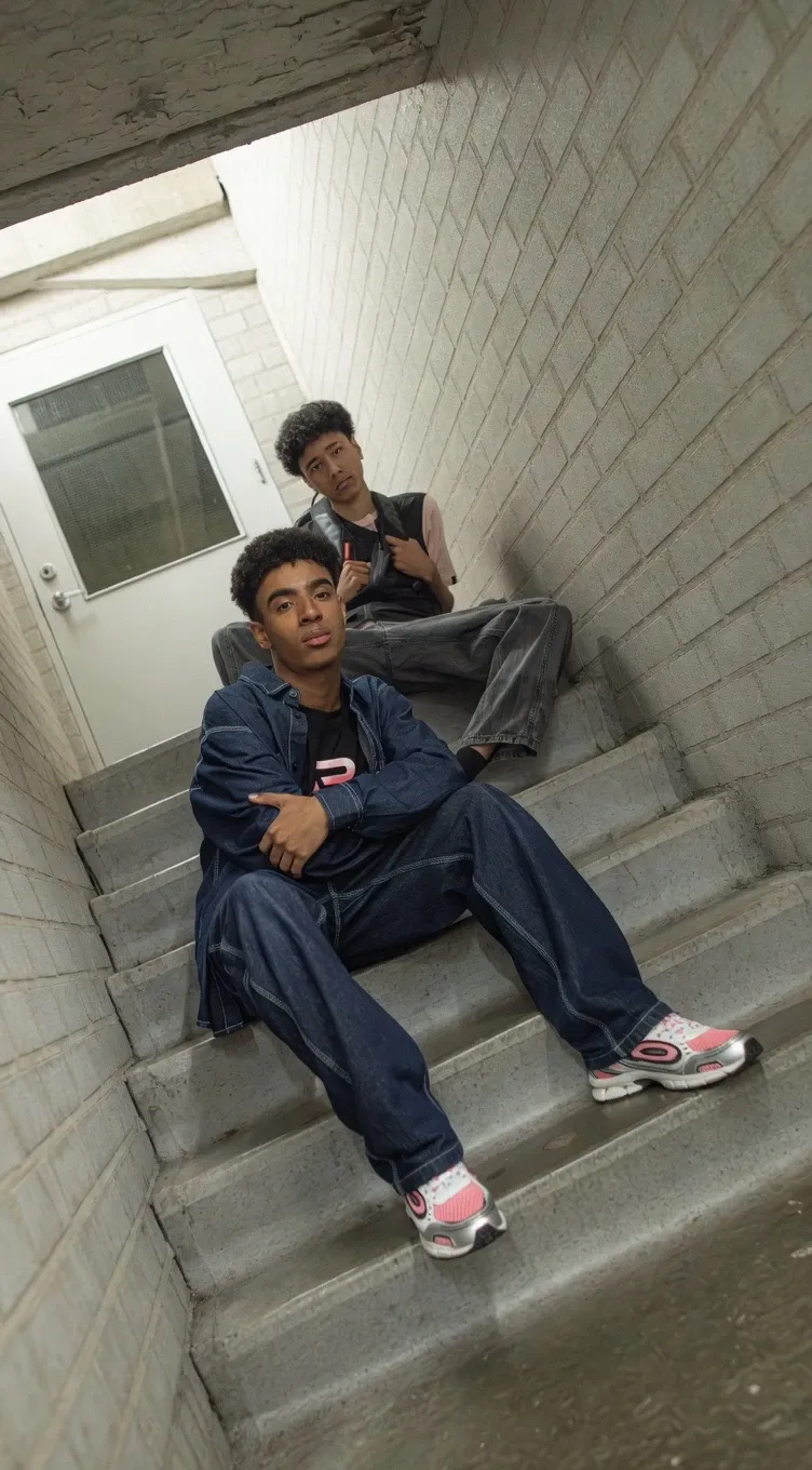 Two young men sitting on stairs representing Rotterdam street culture