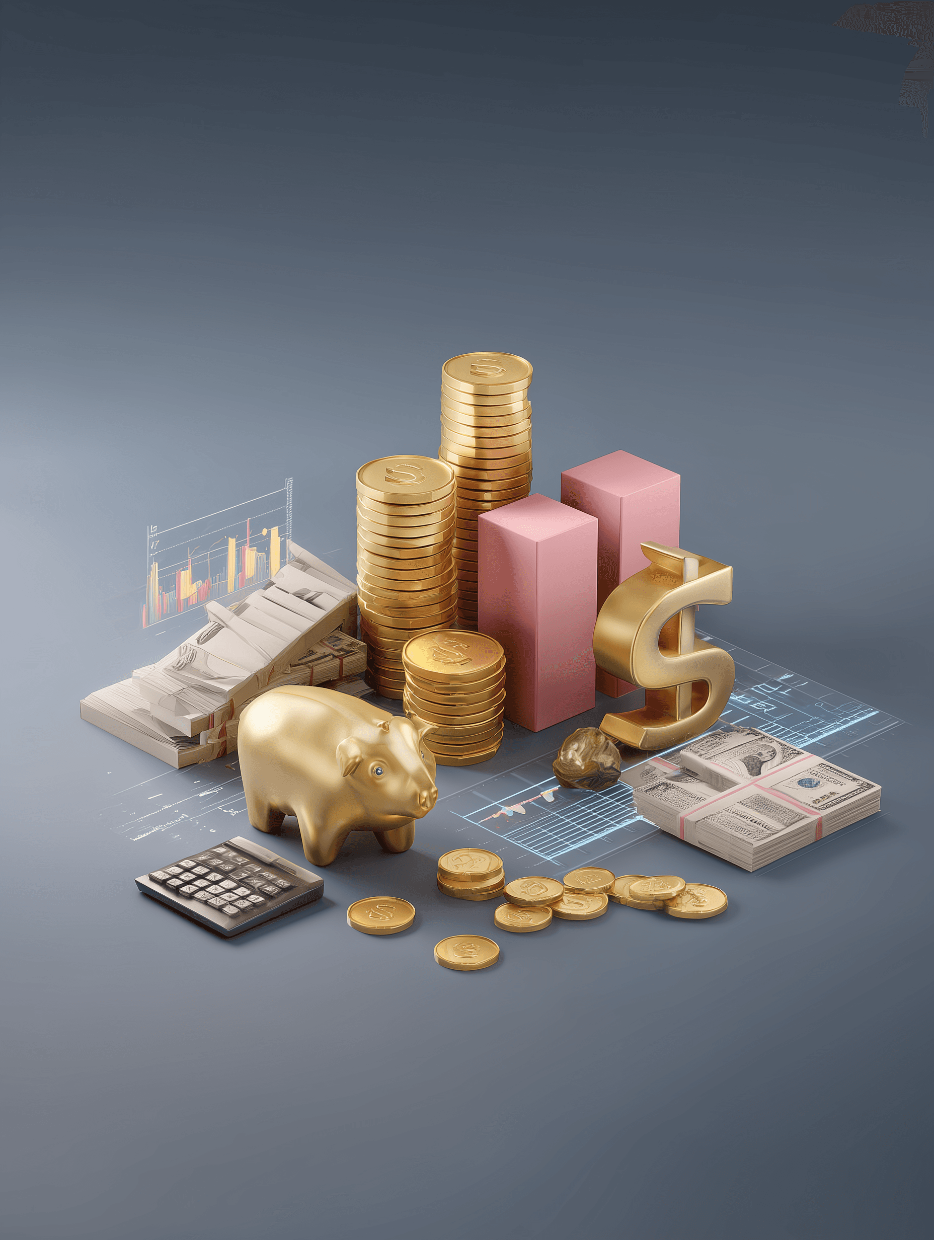 a 3D graphic representing Financial Services (FinTech, Banking, Trading)