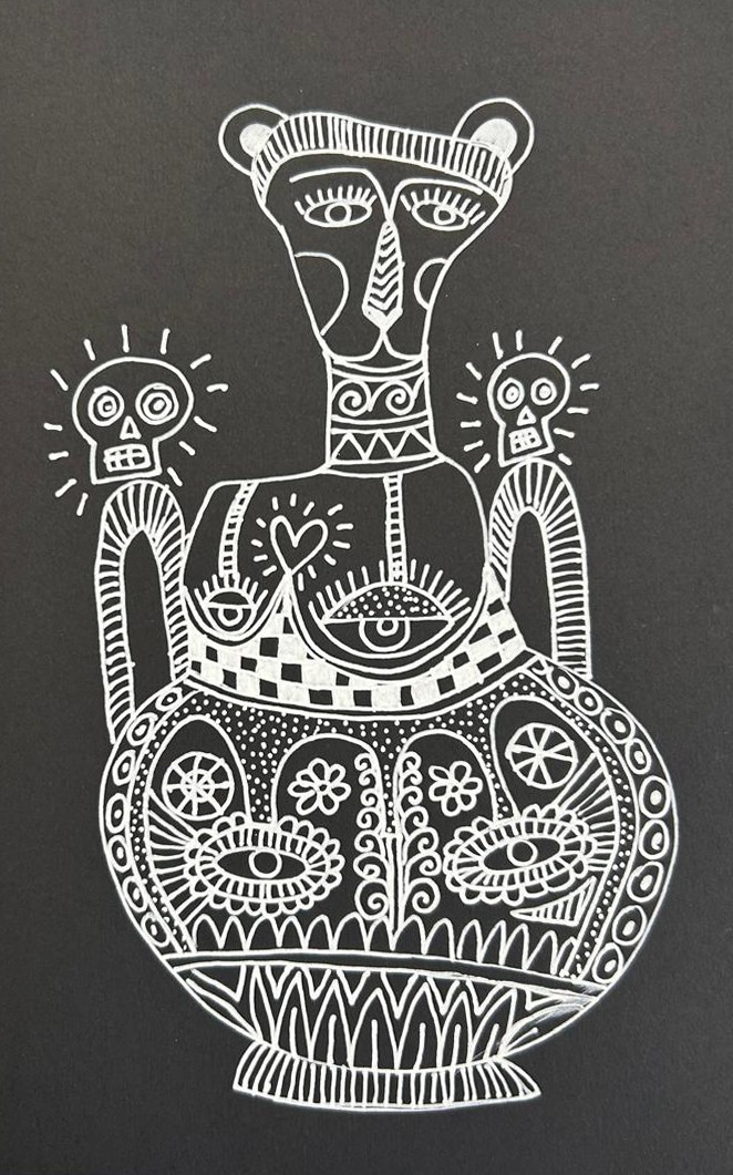 herd of sheep on road painting