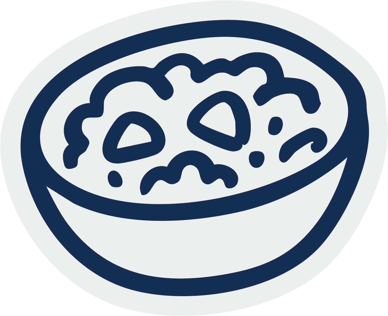 Bowl of rice with a fluffy texture, illustrated in a simple, graphic style.
