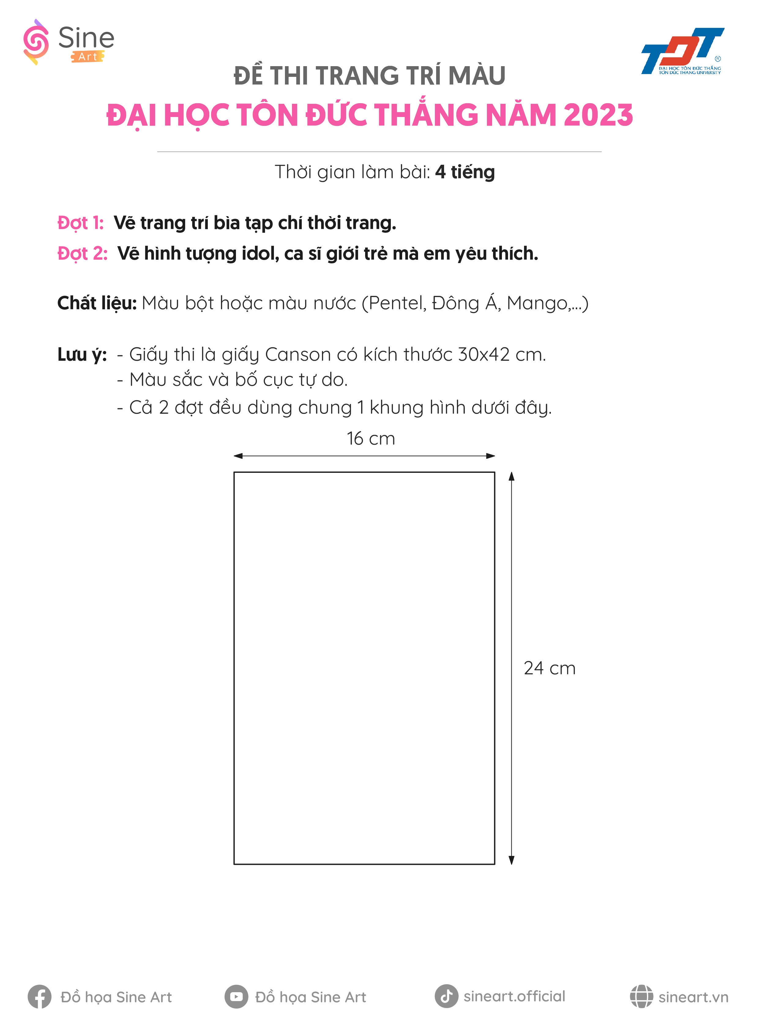 Đề thi trang trí màu Đại học Tôn Đức Thắng năm 2023