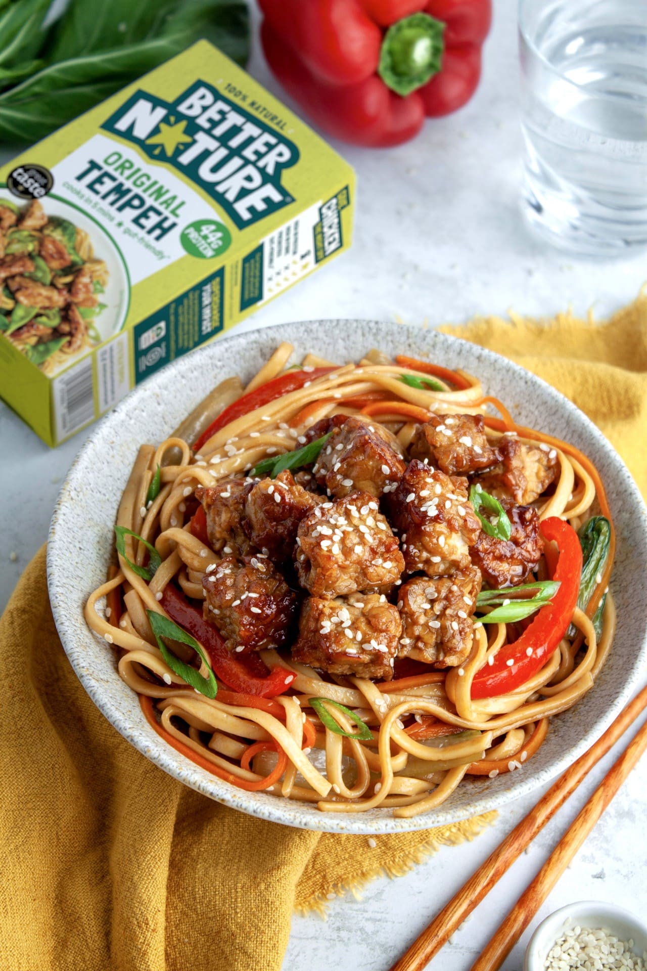 Teriyaki Tempeh Noodle Stir-Fry with Better Nature Organic Tempeh 
