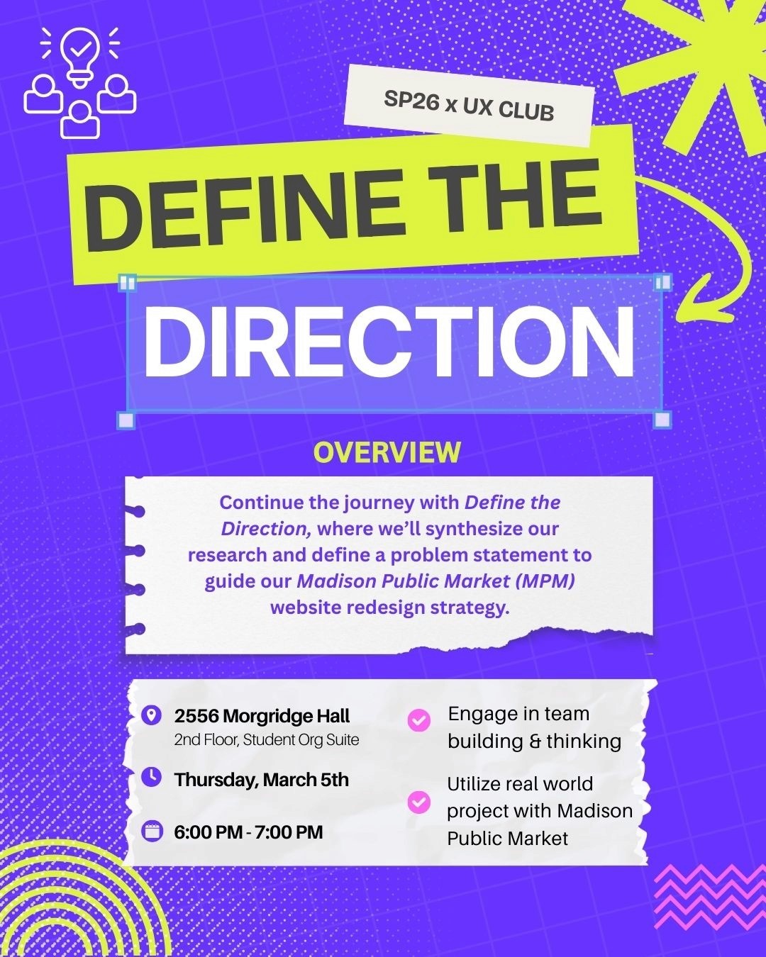 Define The Direction Workshop Infographic 3/5 6pm 2556 Morgridge Hall
