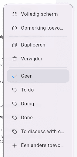 The article actions menu