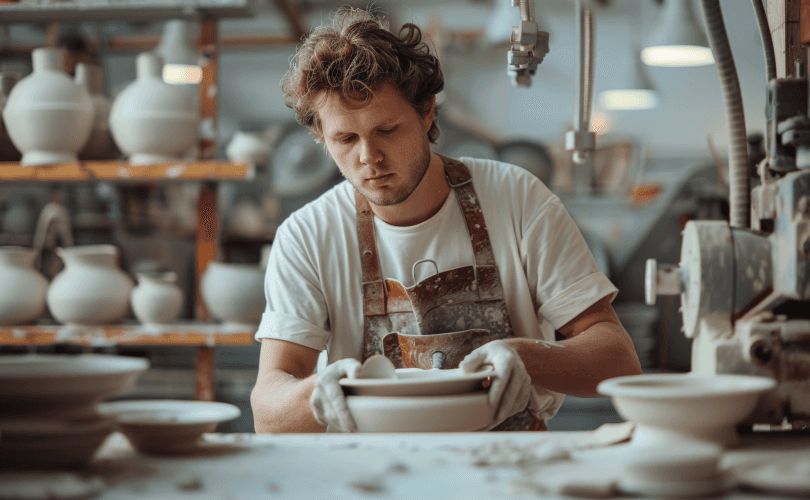 Young male pottery maker