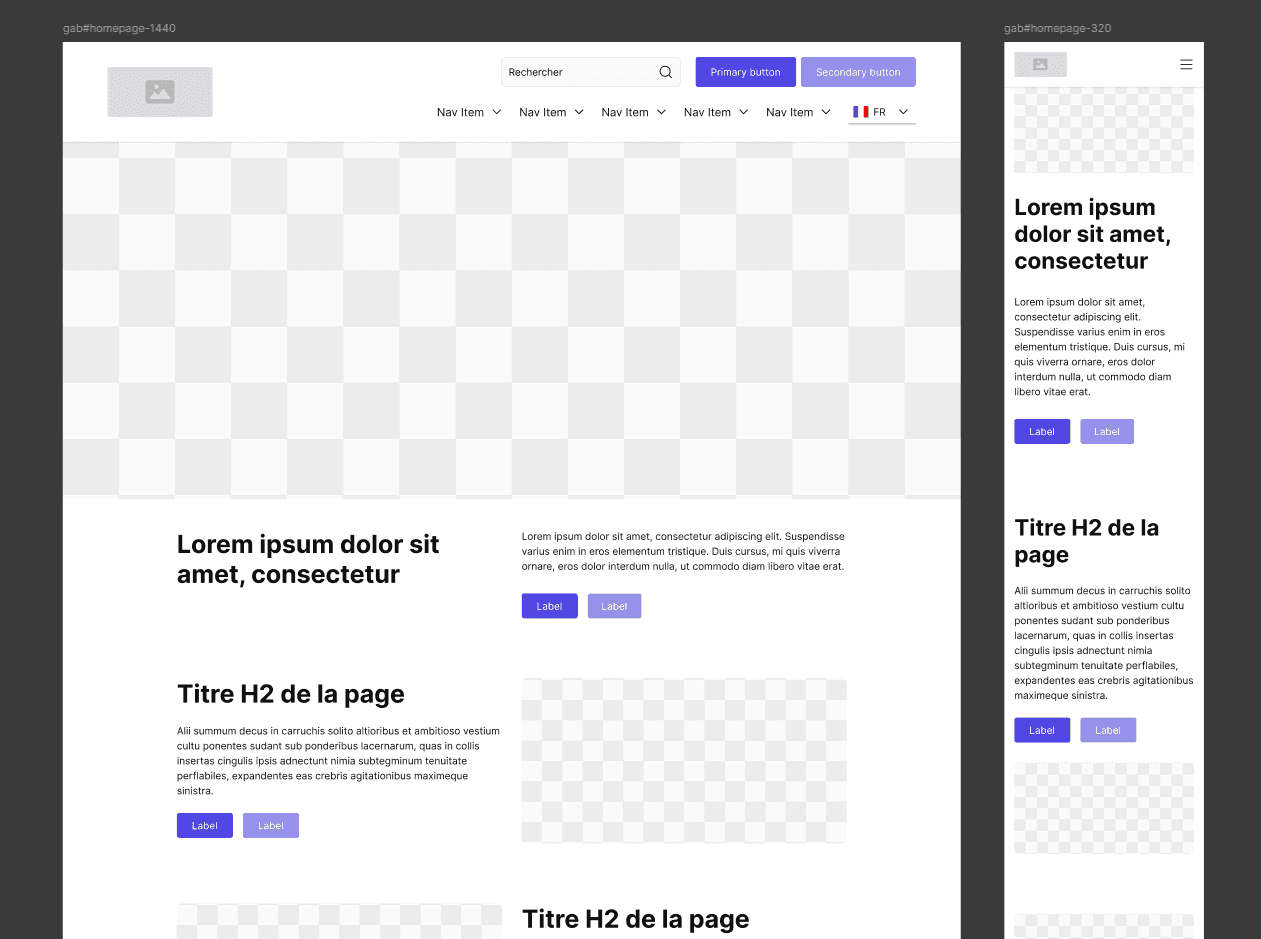 Un template de homepage au sein d'un Design System.