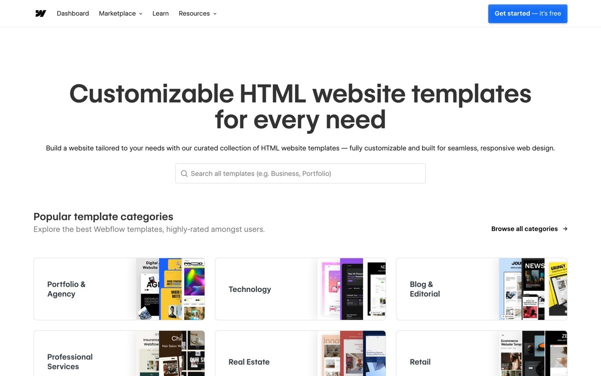Best Webflow SaaS Template with Webflow Marketplace