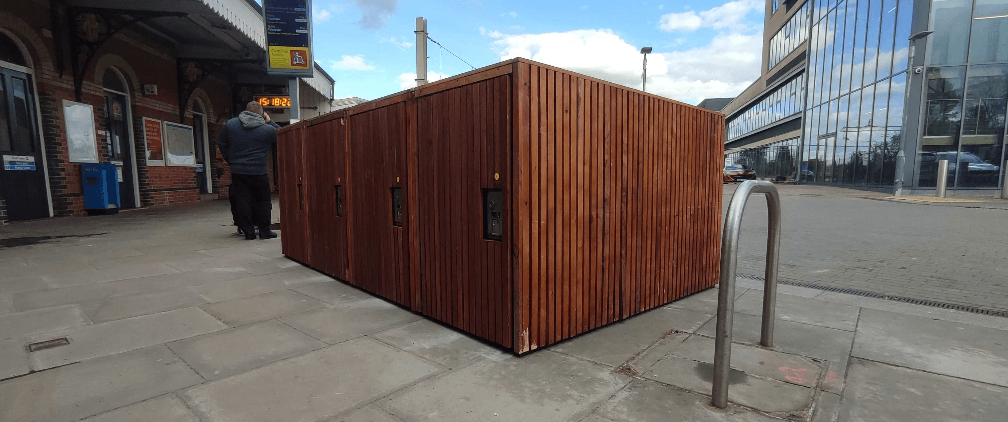 Spokesafe's outdoor cycle lockers at Colchester Town Station