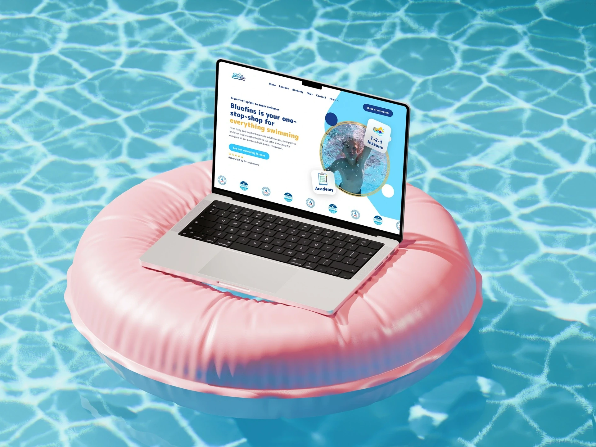 Bluefins Swimming conversion-focused website designed to generate swimming lesson inquiries