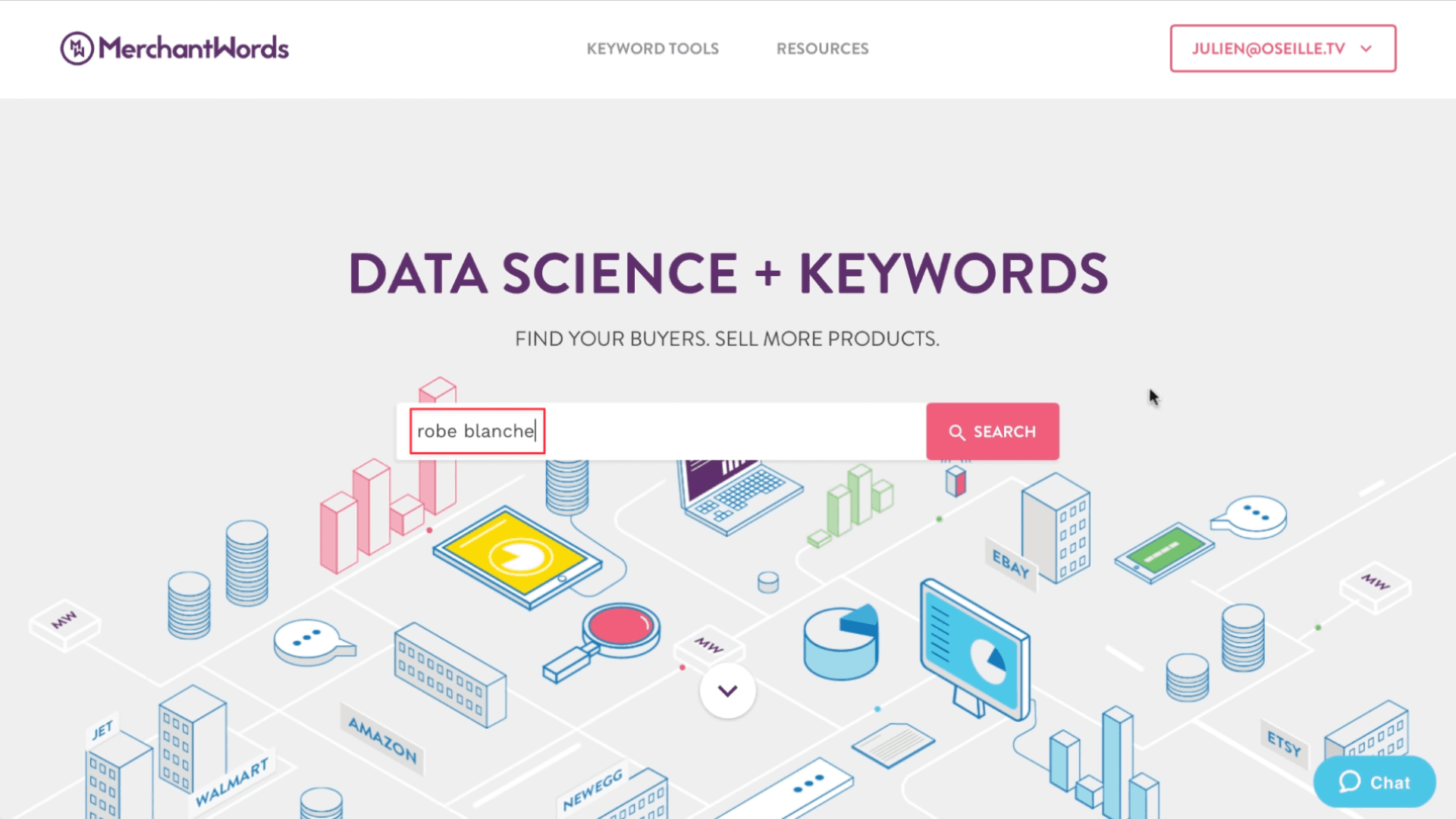 L'interface de MerchantWords