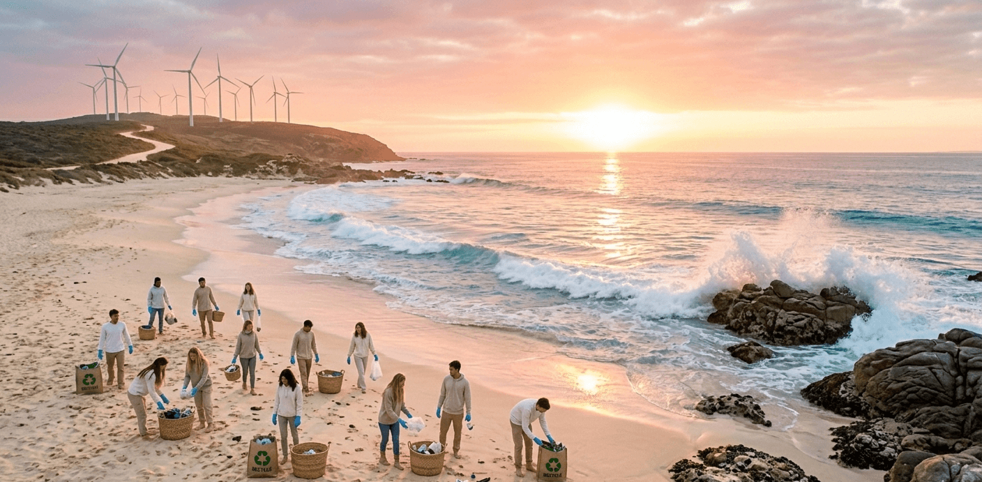 Clean Ocean view with wind mill for tourists