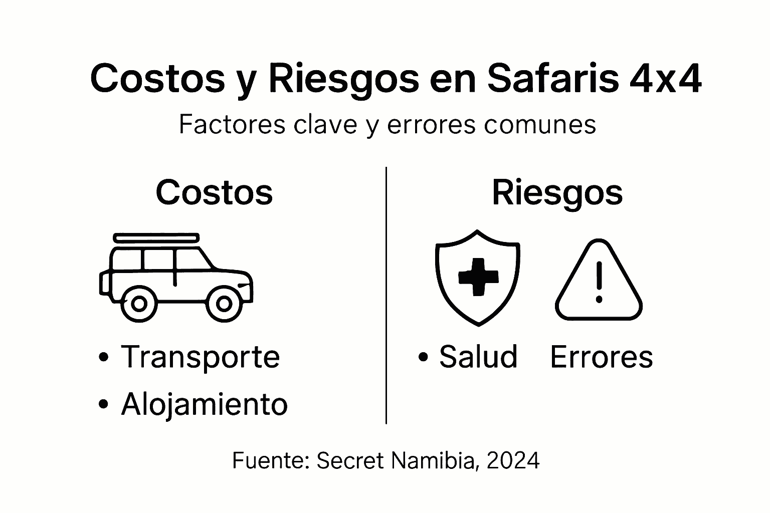 Infografía sobre los costes y riesgos de realizar safaris en vehículos 4x4