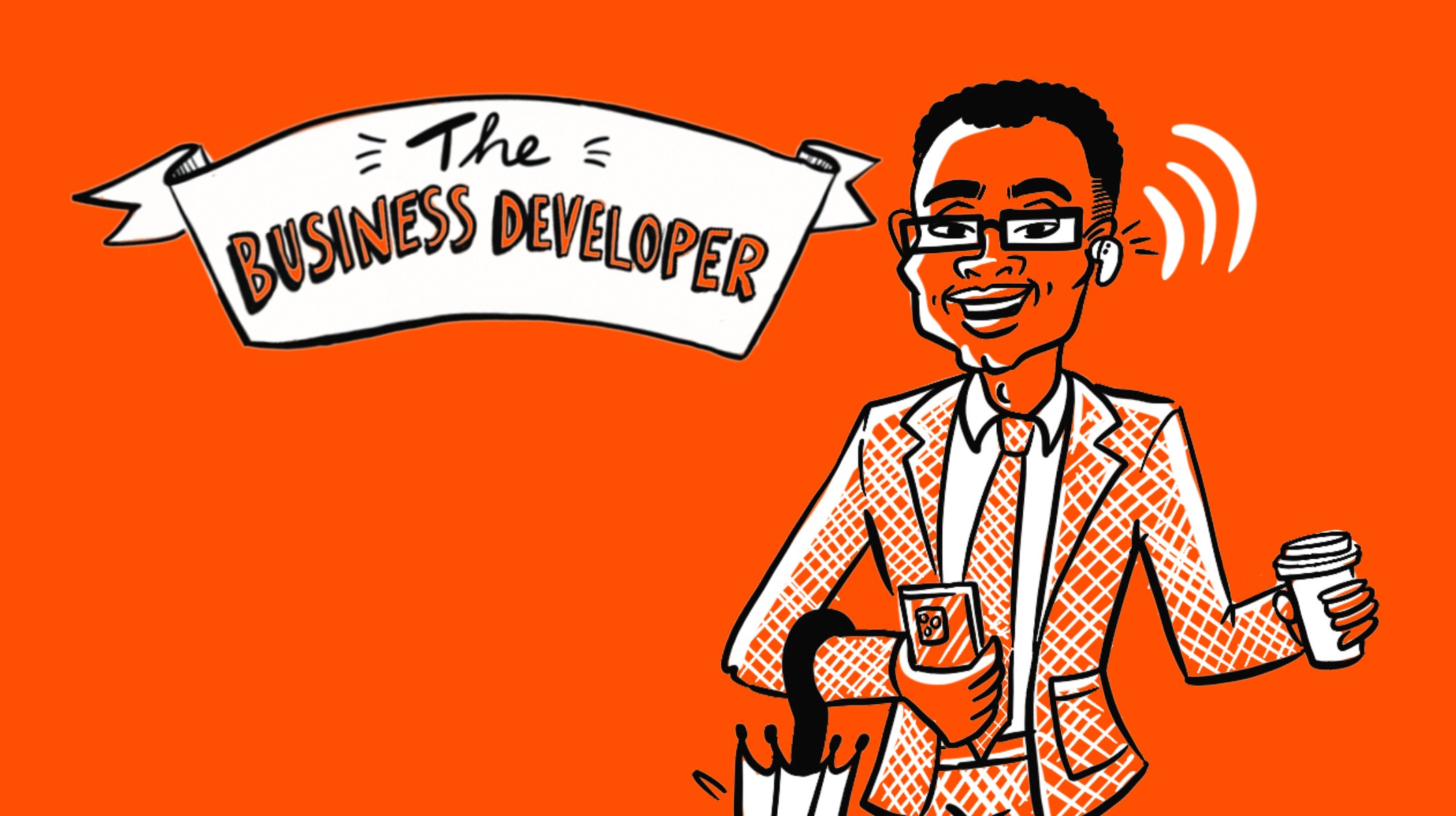 Bespoke hand-drawn digital image of a Business Developer. Created by Inky Thinking