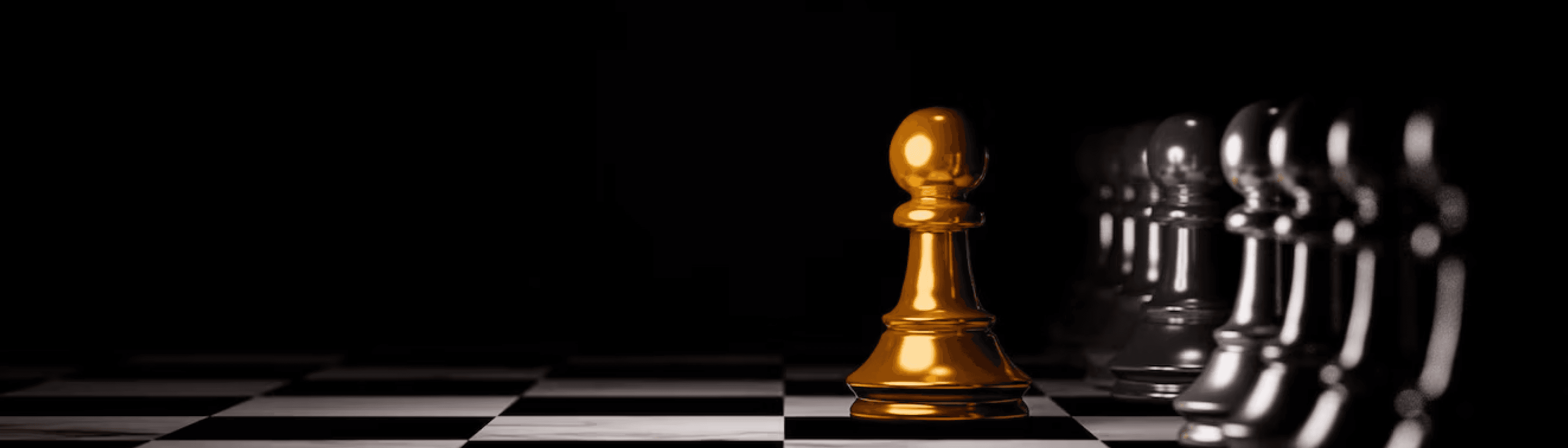 Olyv vision with golden pawn symbolizing financial leadership