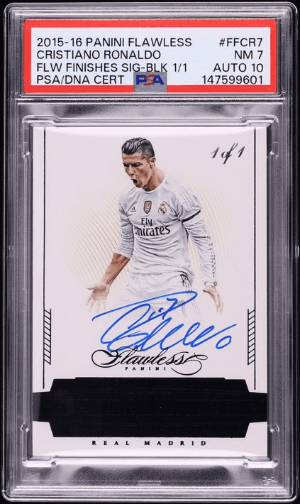 2015 Panini Flawless Finishes Black Cristiano Ronaldo AUTO DNA 10 1/1 #FF-CR7 PSA 7 NRMT