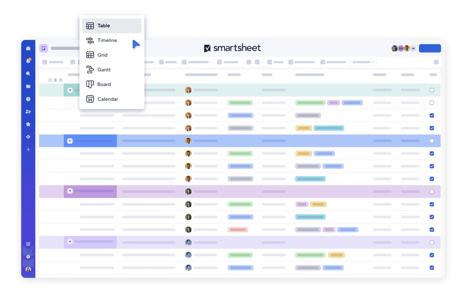 Interface of Smartsheet