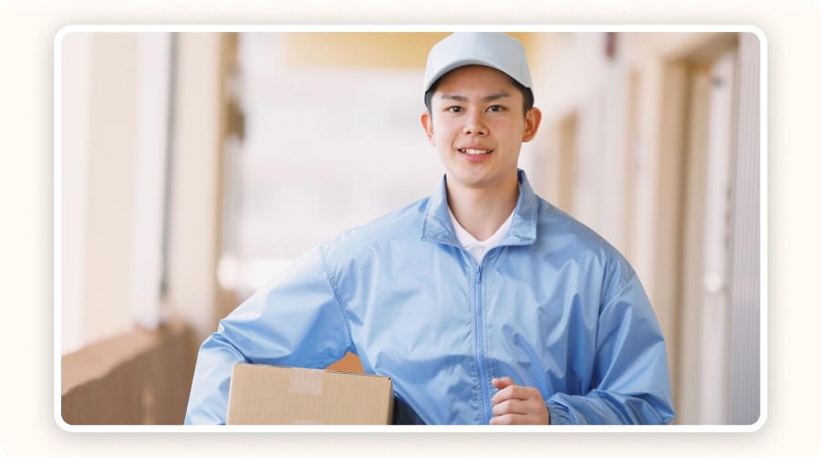 Smiling delivery worker
