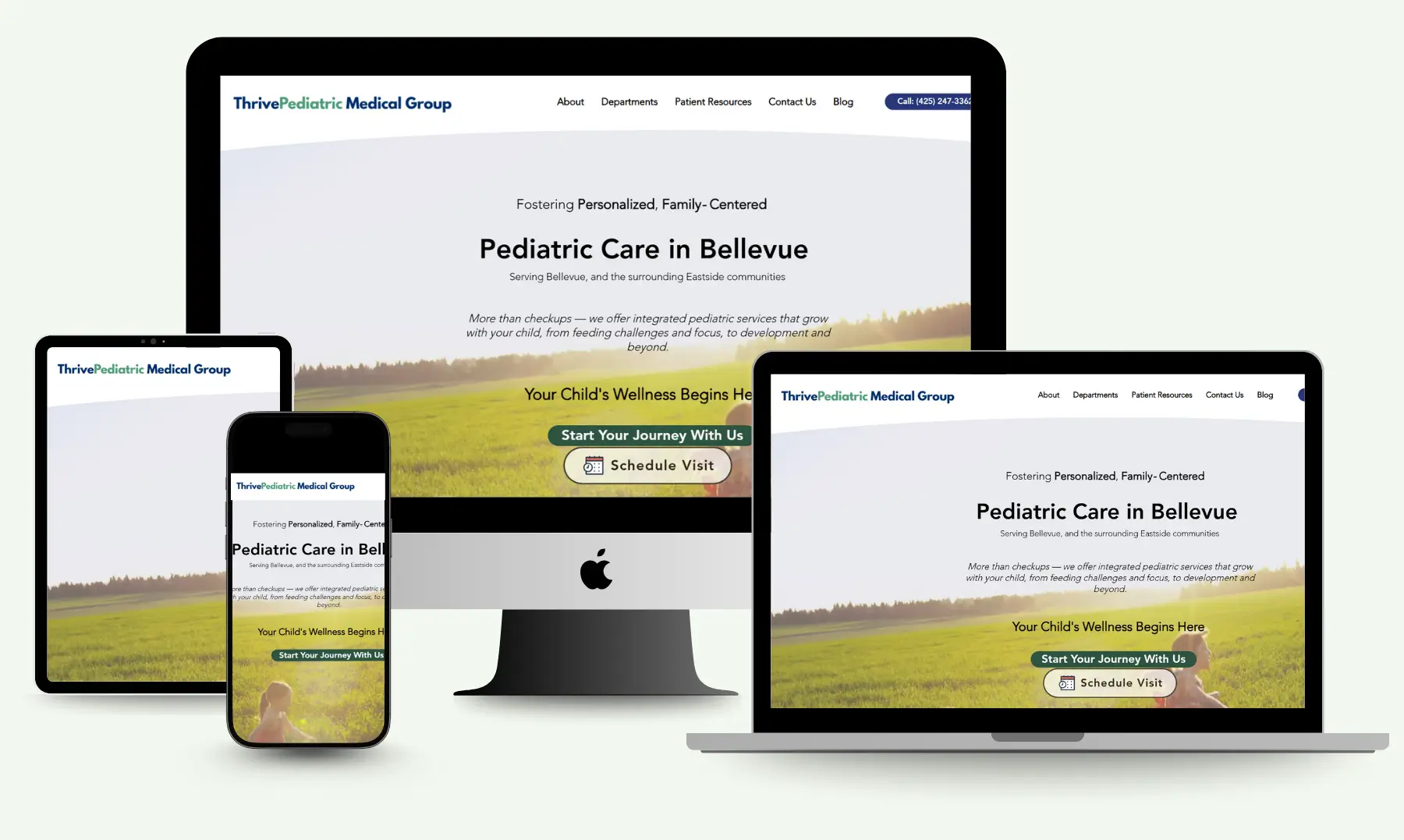 Section showing different results achived for website "Thrive Peds" by Coozmoo