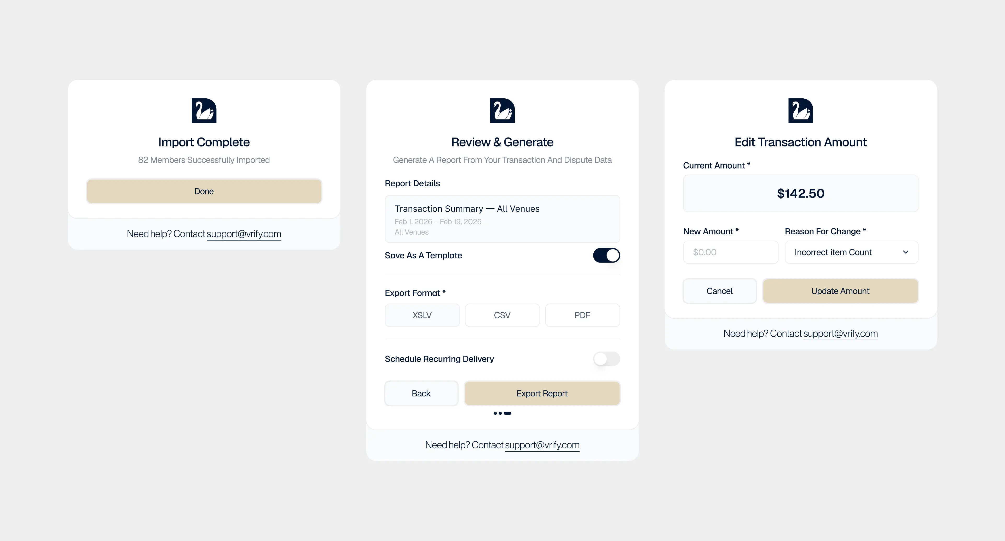 VRYFI NOW management portal member import confirmation showing successful bulk import of 53 members