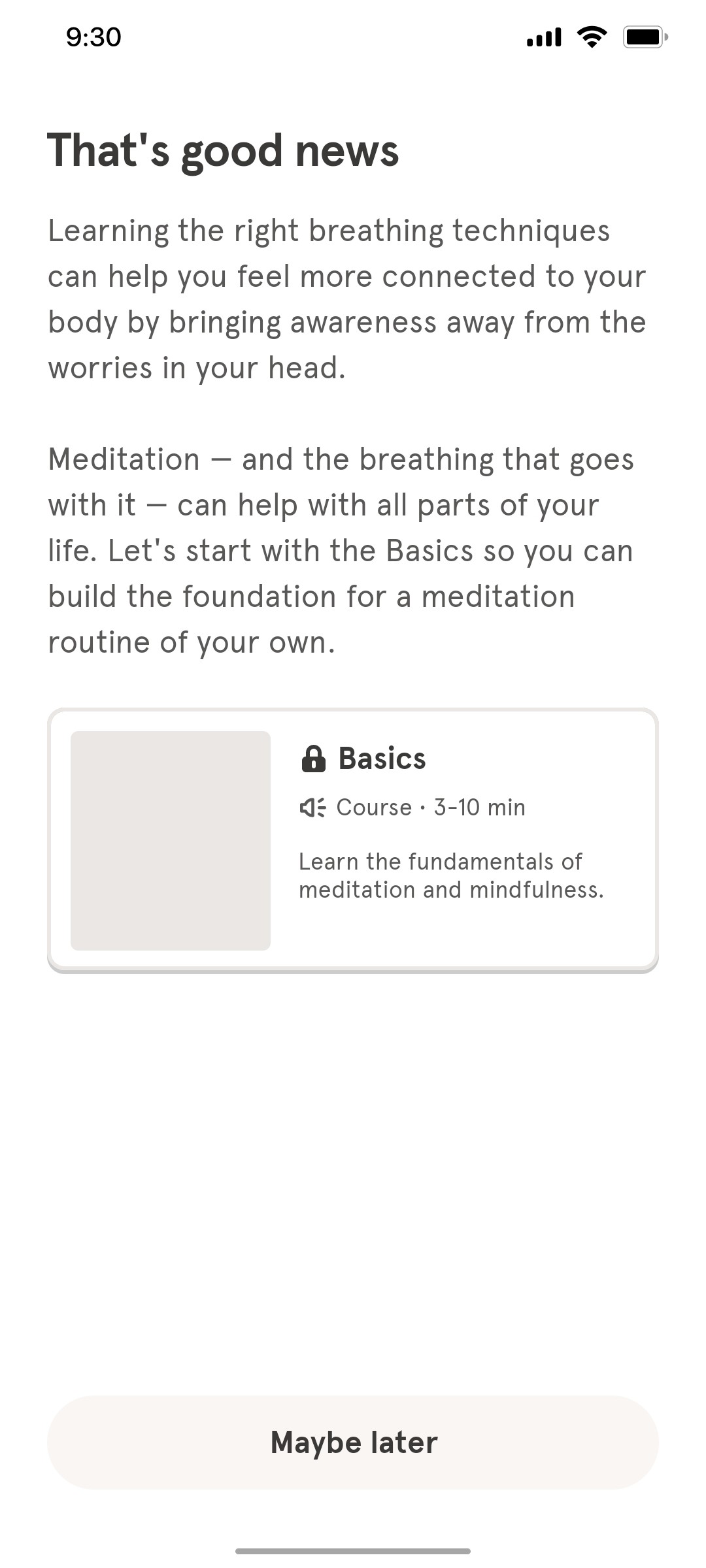 Headspace Good news screen