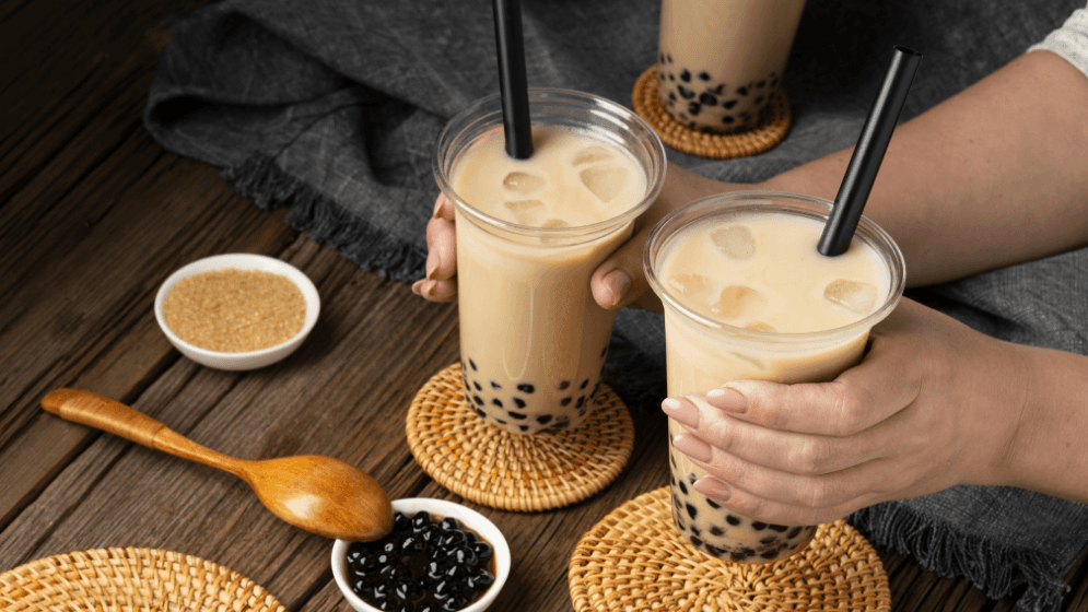 Milk tea being served at a cafe