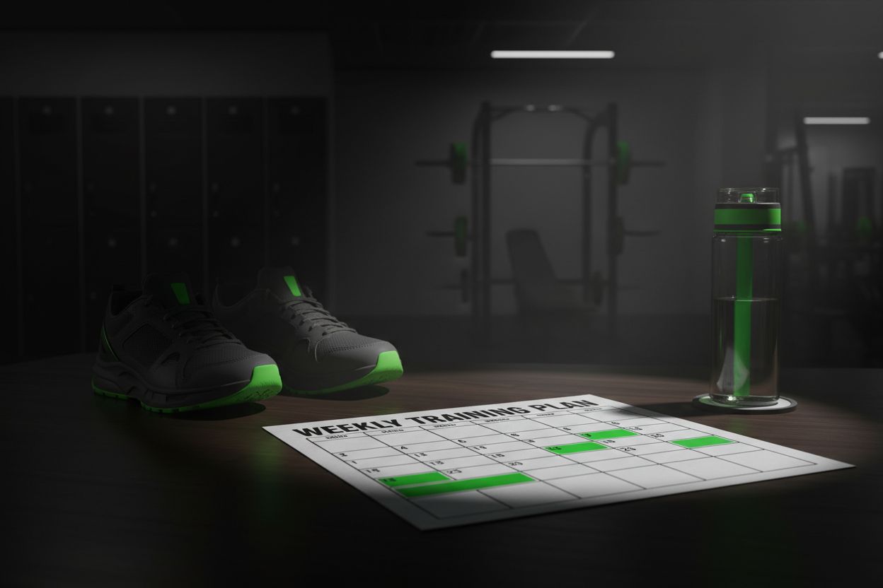 A clean workout calendar on a desk