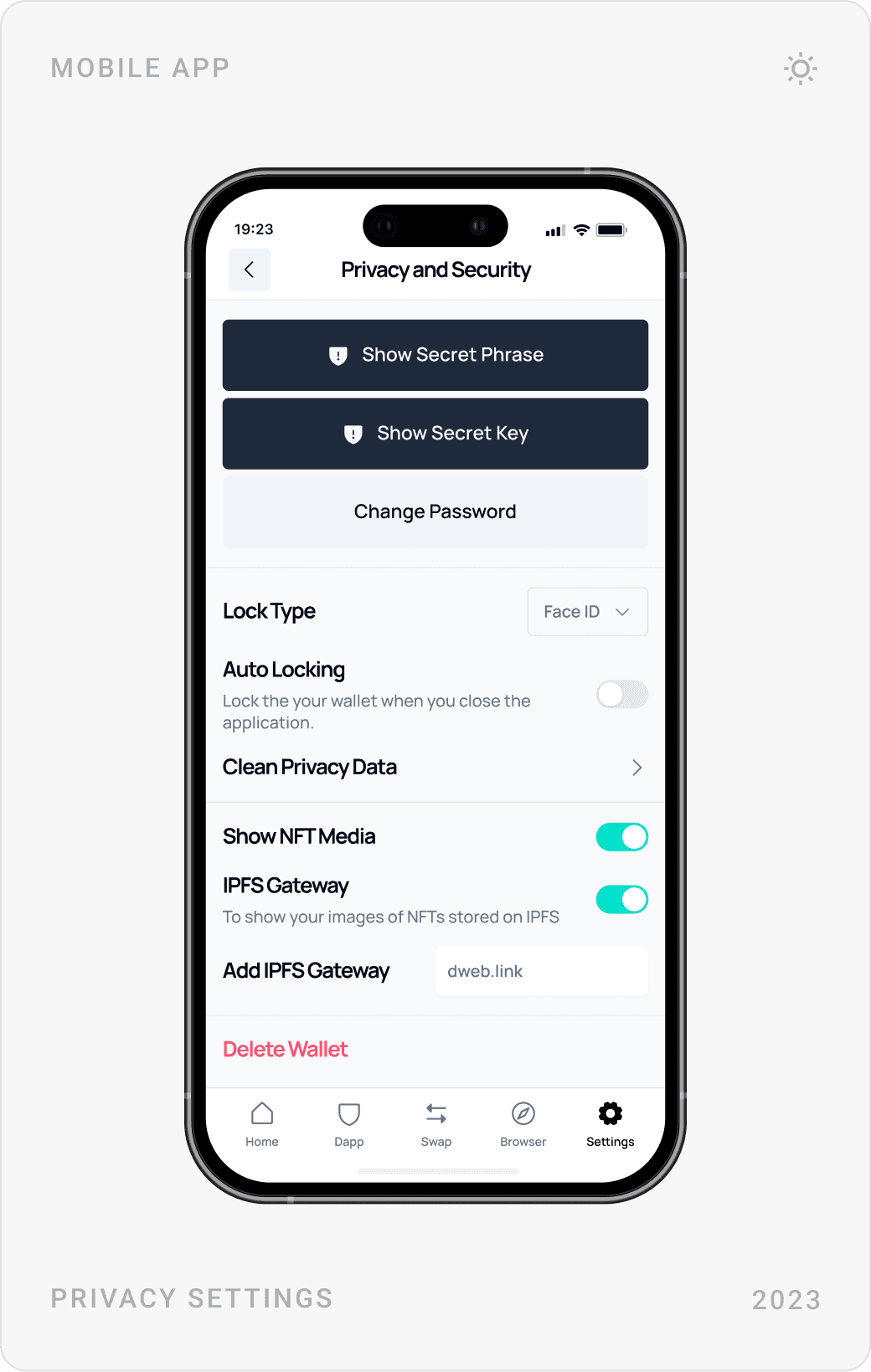 Professional Wallet Privacy & Security Mobile Design