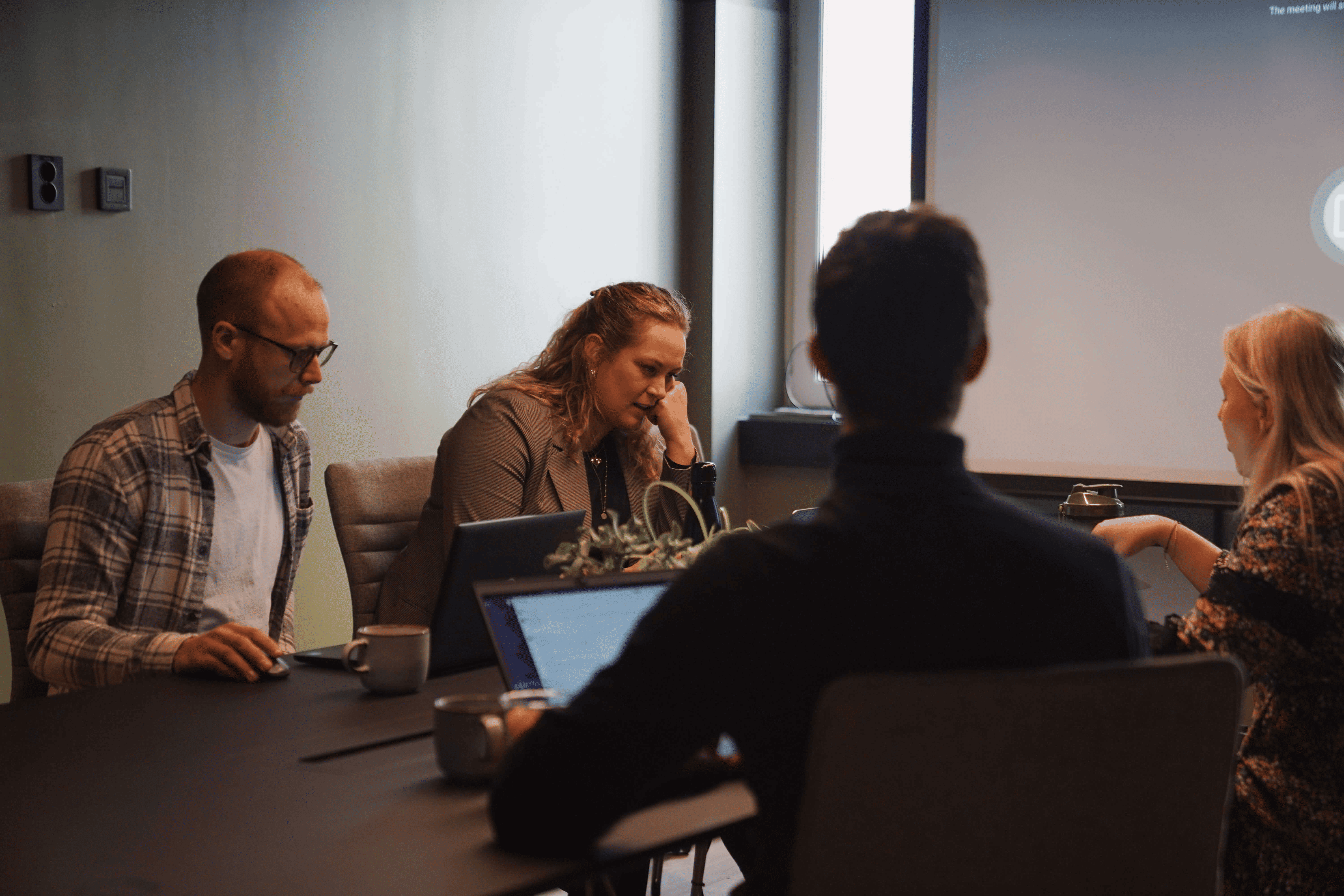 Group meeting in modern office meeting room for recruiters showing interviews and hiring
