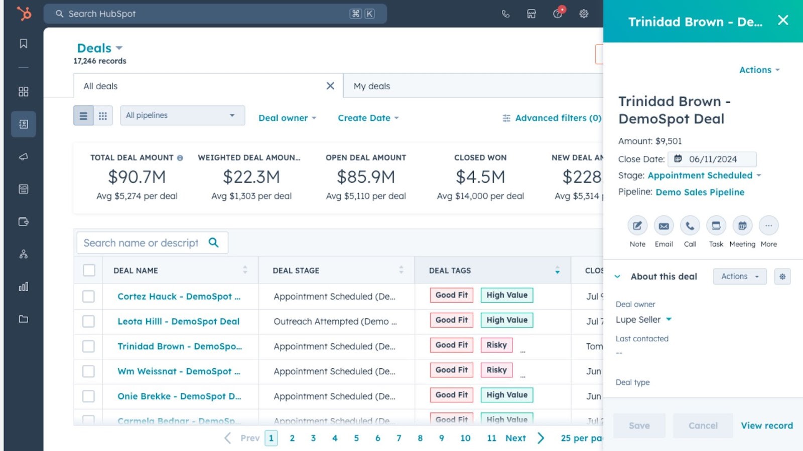HubSpot's marketing agency deals pipeline